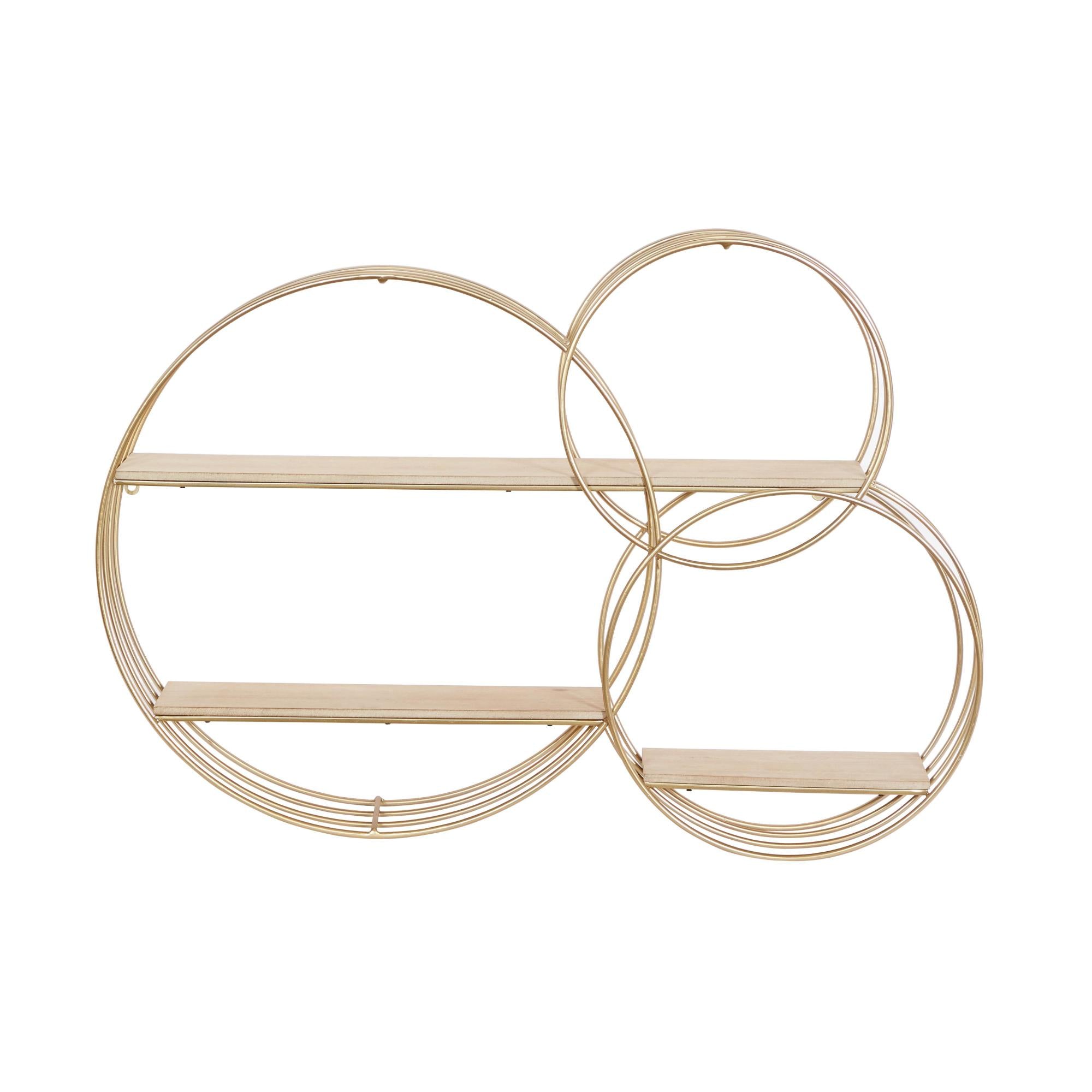 Geometric Gold Metal 3 Shelves Room Wall Shelf