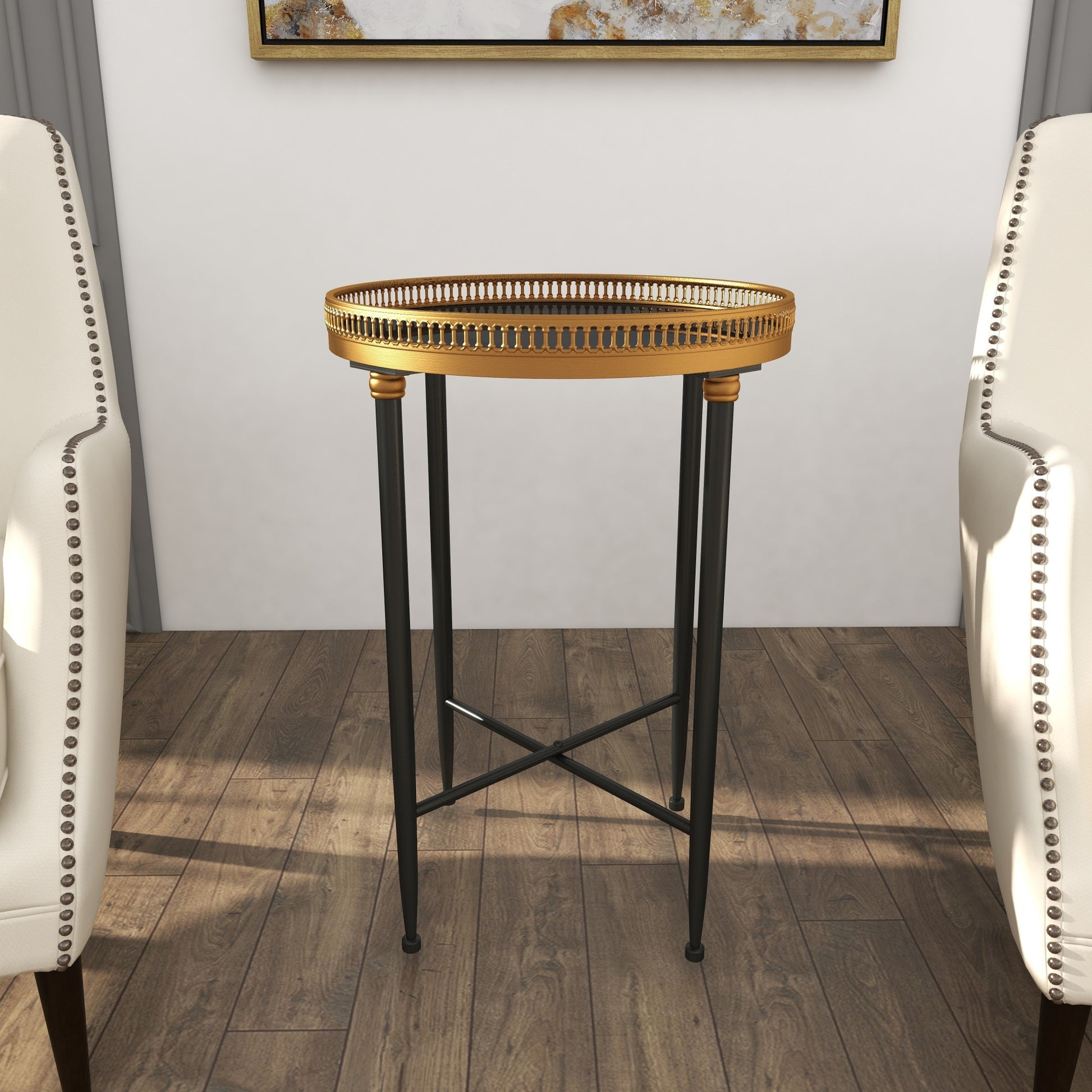 Bronze Metal Vintage Inspired Cutout Round Side End Accent Table