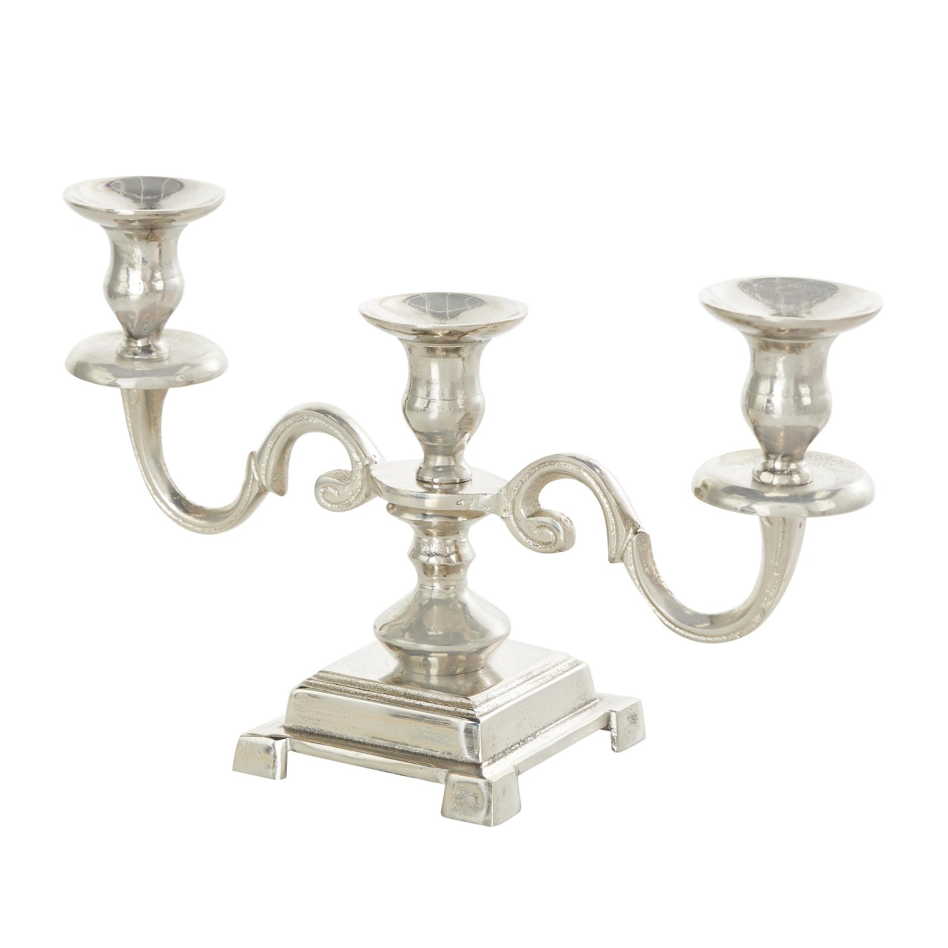 Scroll Silver Aluminum Metal Decorative Candelabra