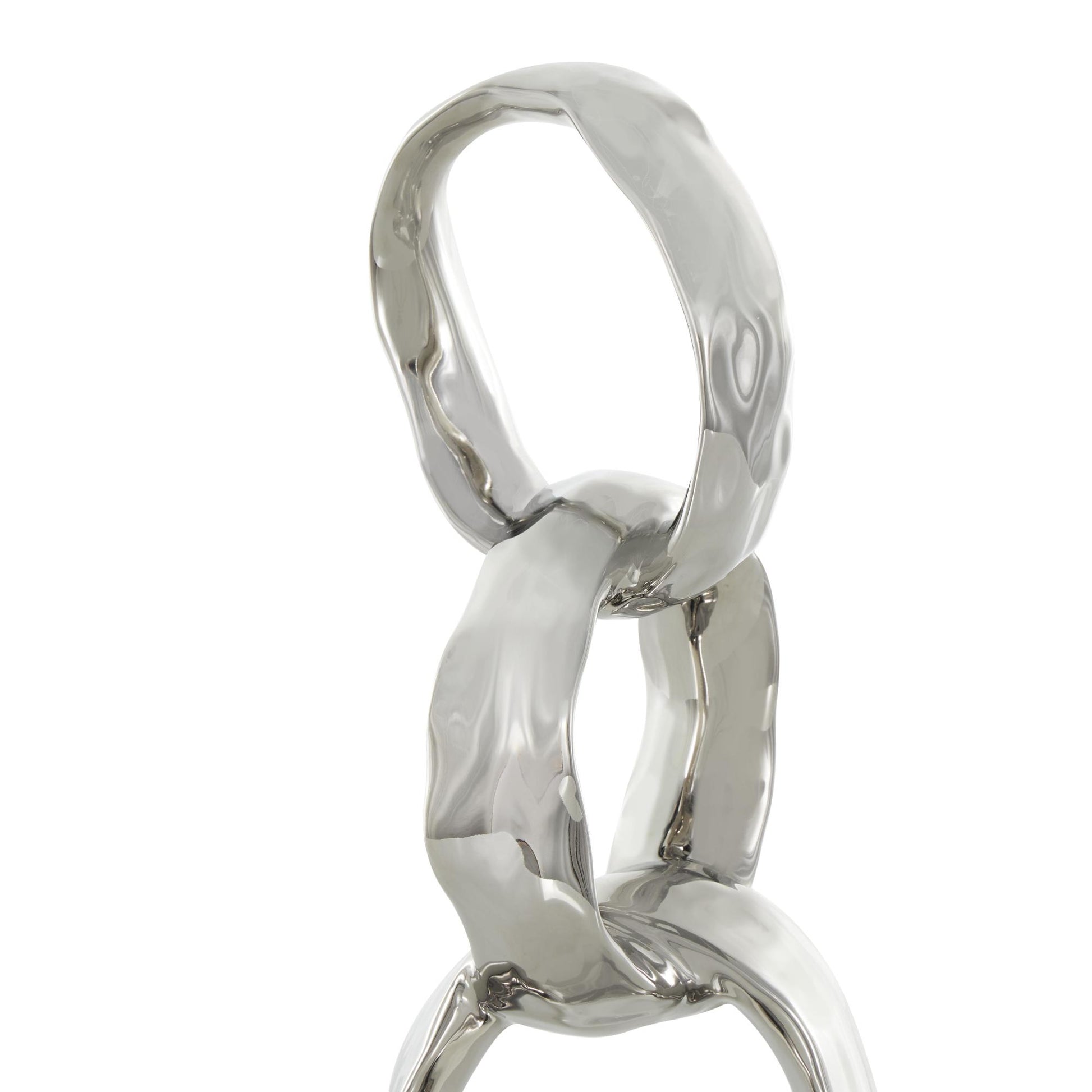 Abstract Ceramic Interlocked Ring Decorative Sculpture with Black Base