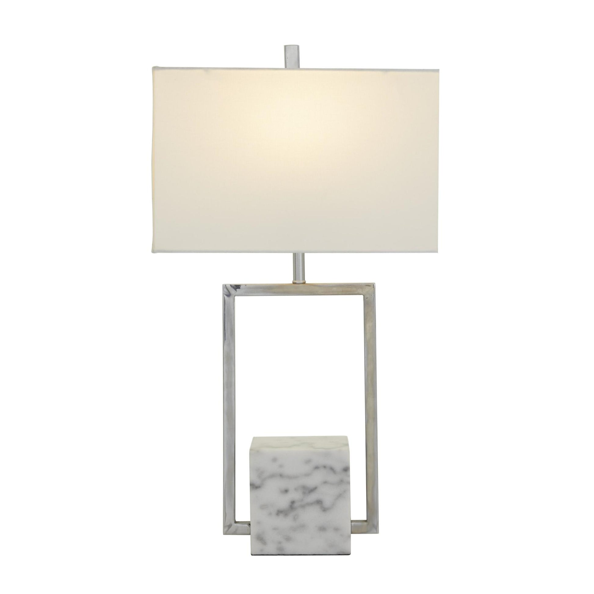 CosmoLiving by Cosmopolitan Geometric Marble Room Table Lamp with Square Shade