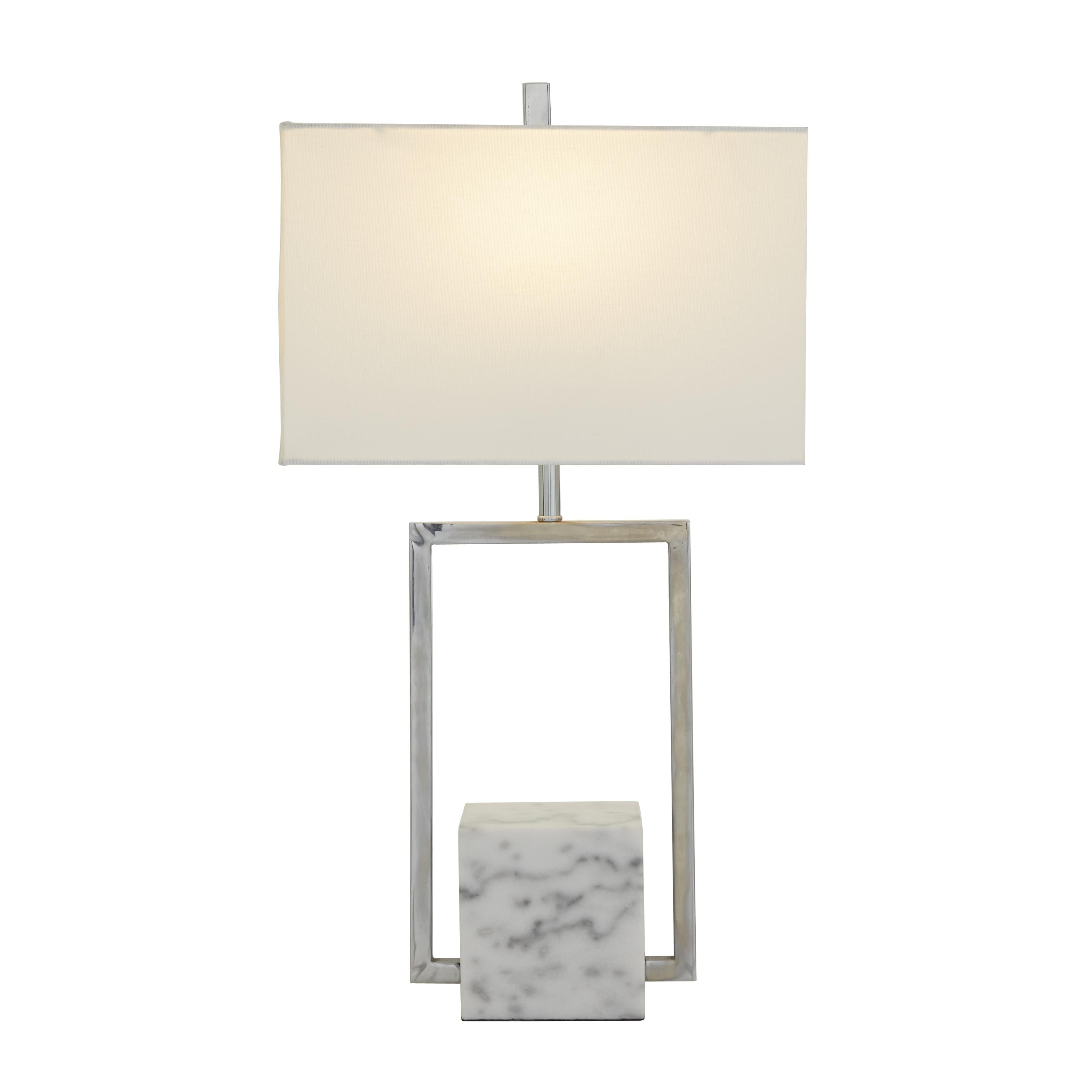 CosmoLiving by Cosmopolitan Geometric Marble Room Table Lamp with Square Shade