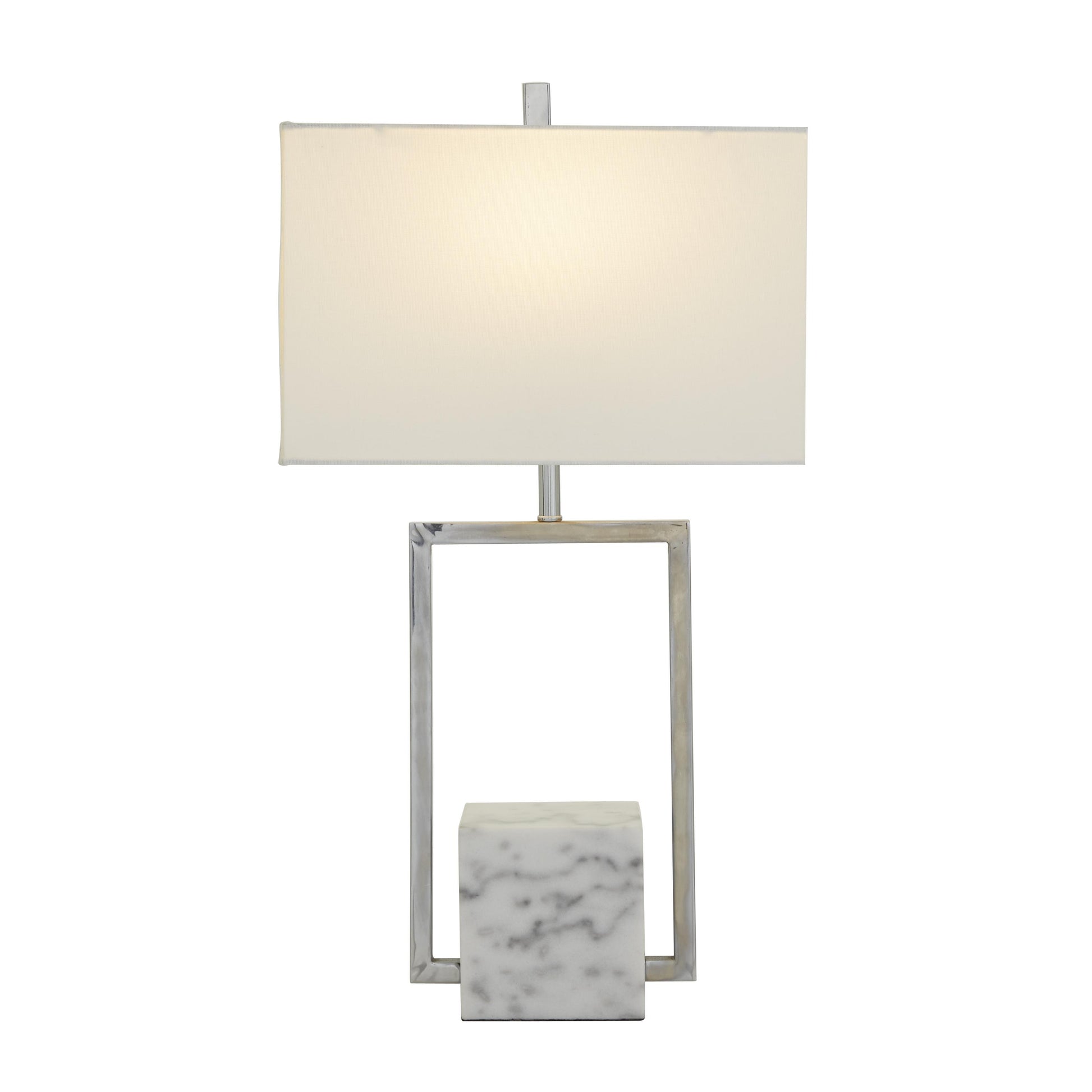 CosmoLiving by Cosmopolitan Geometric Marble Room Table Lamp with Square Shade