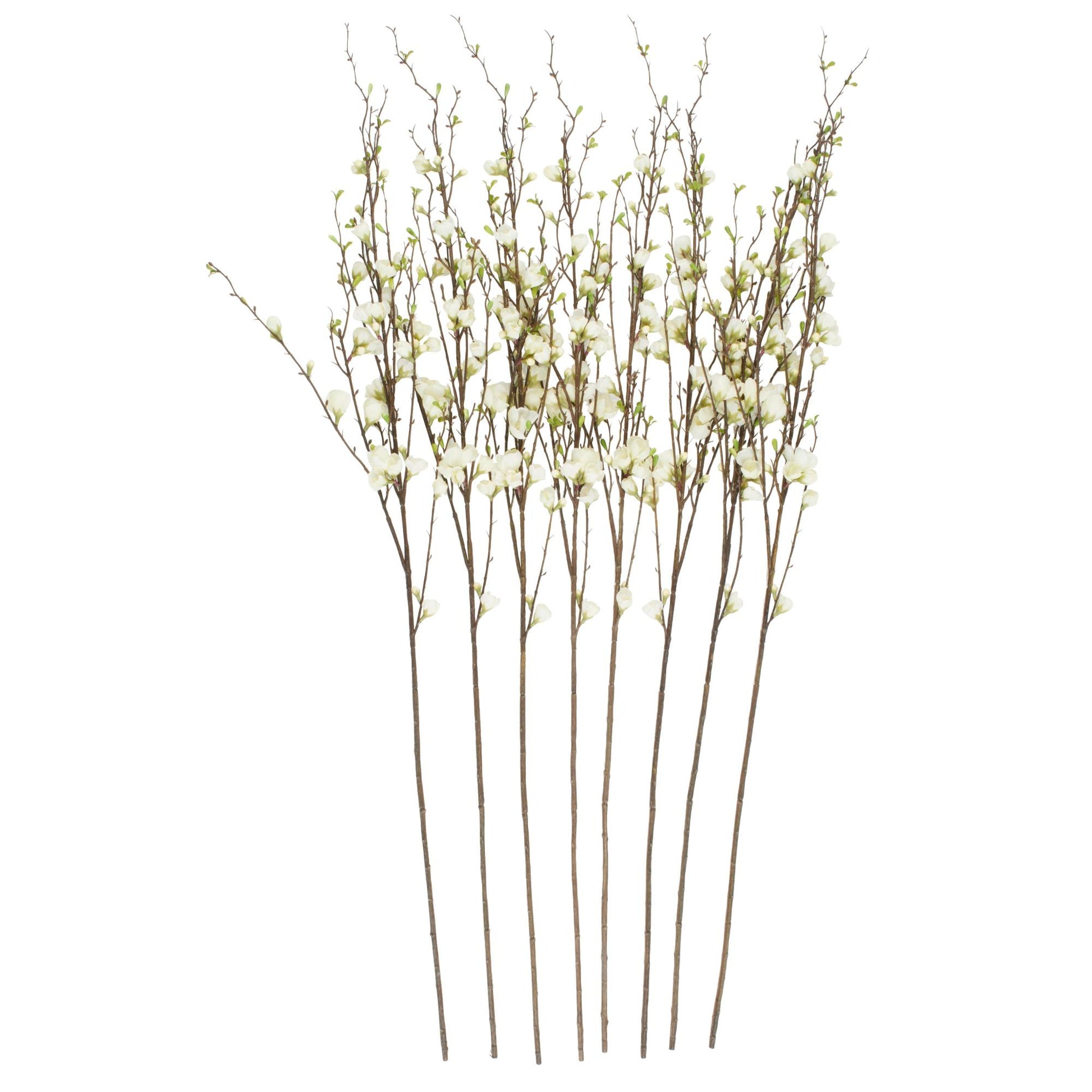 Set of 8 Peach Blossom White Faux Foliage Tall Indoor Outdoor Artificial Flower Stem