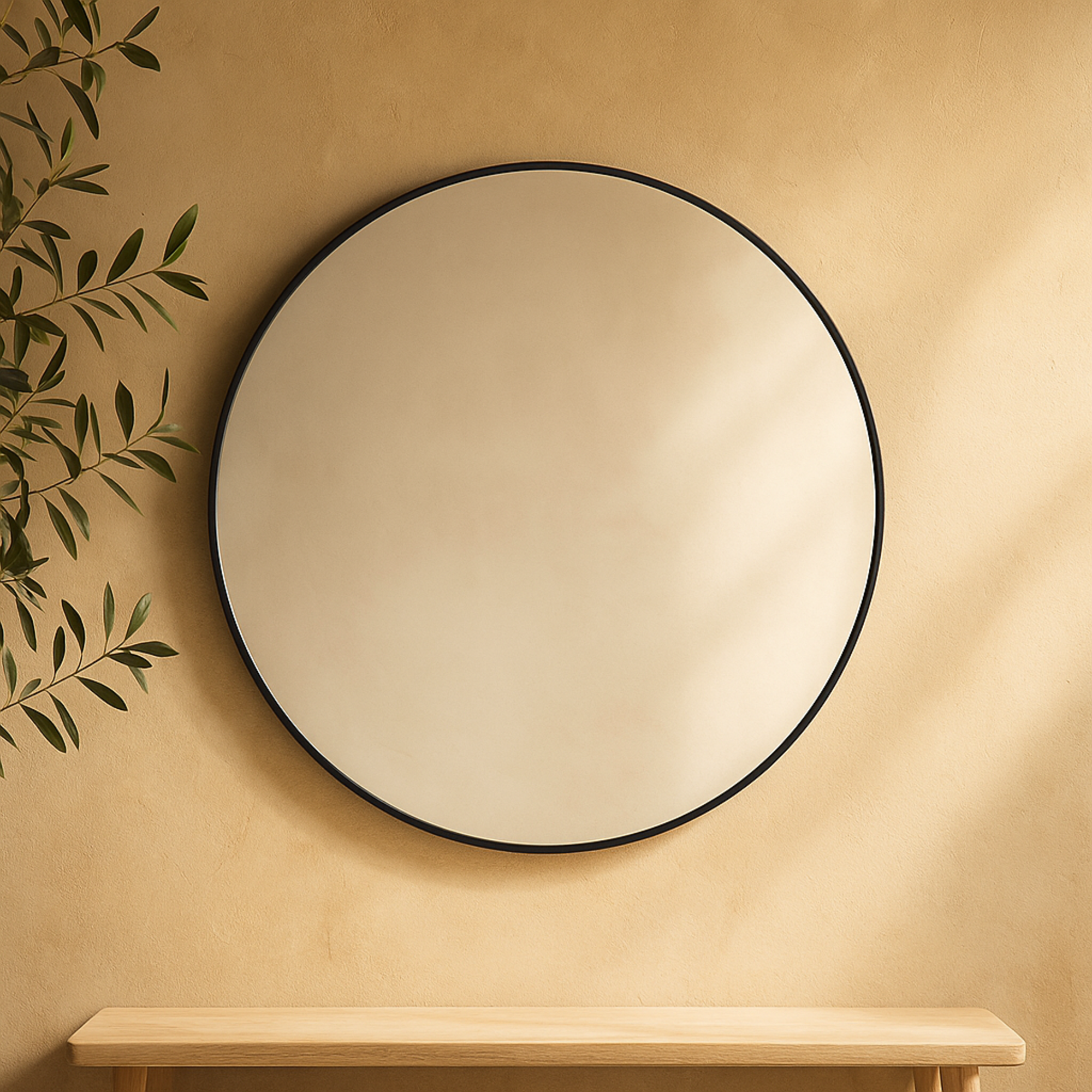 Wooden Room Wall Mirror with Thin Frame