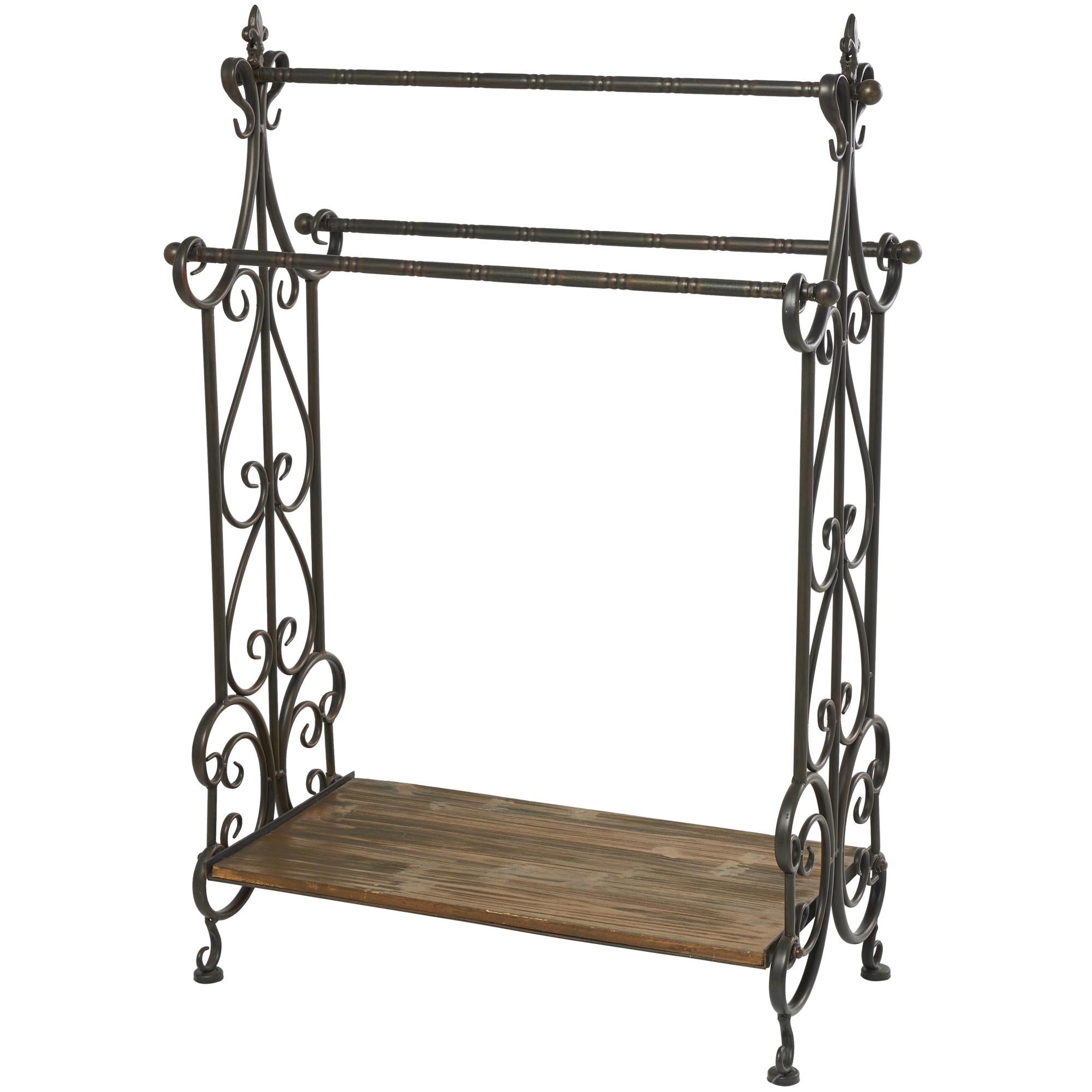 Scroll Black Wood Closet Quilt Rack