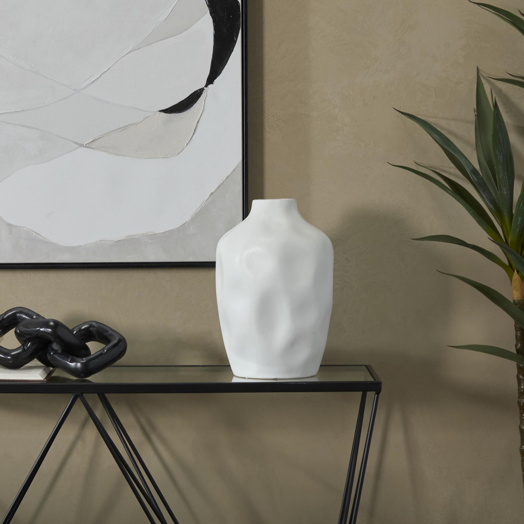 CosmoLiving by Cosmopolitan Abstract Ceramic Faceted Decorative Vase