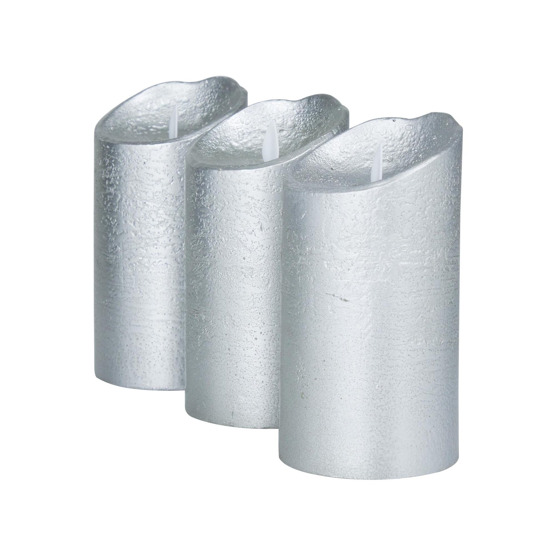 Set of 3 Wax Indoor Outdoor Flameless Candle with Remote Control