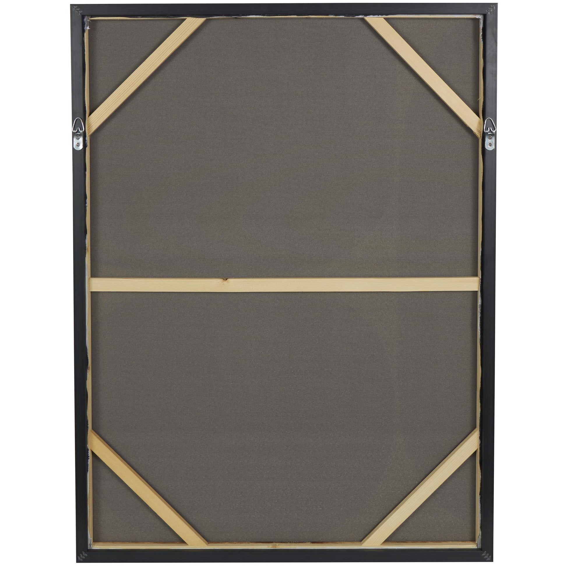 Geometric Blue Canvas Geometric Shape Living Room Framed Wall Art with Black Frame