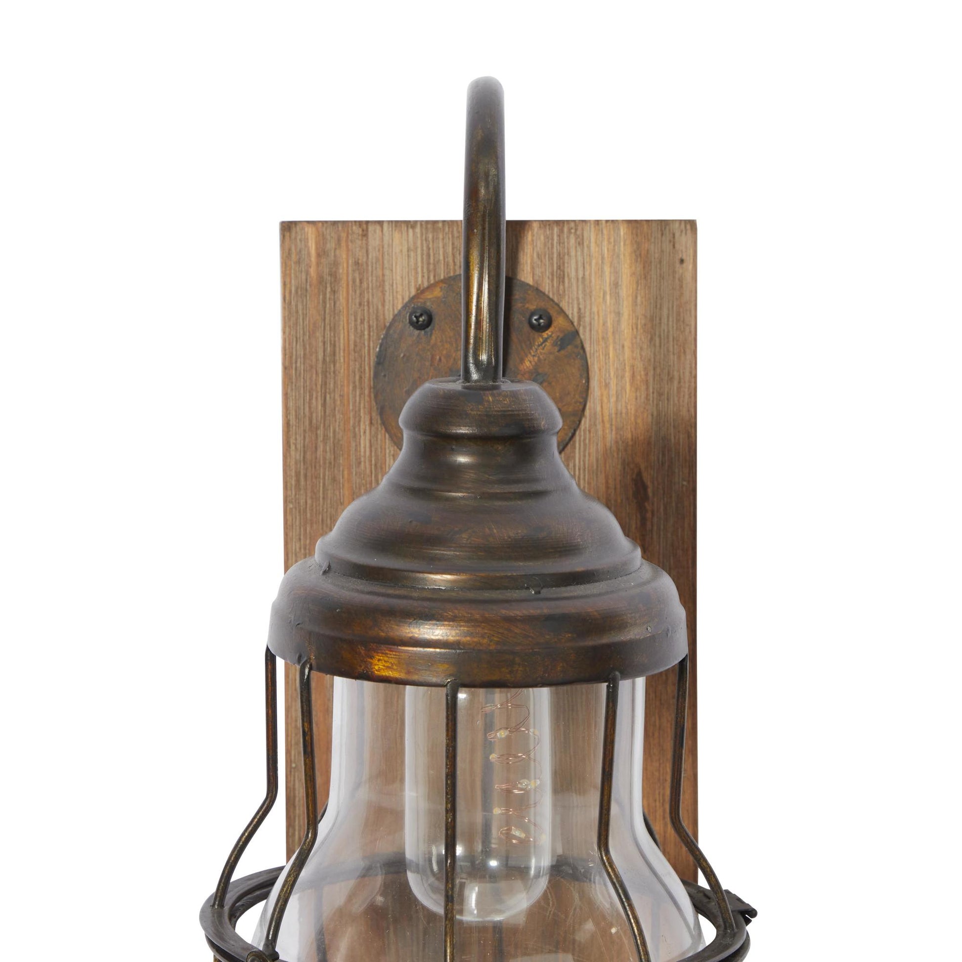 Scroll Brown Metal Battery Operated Room Accent Lamp with Included Fixed LED Light