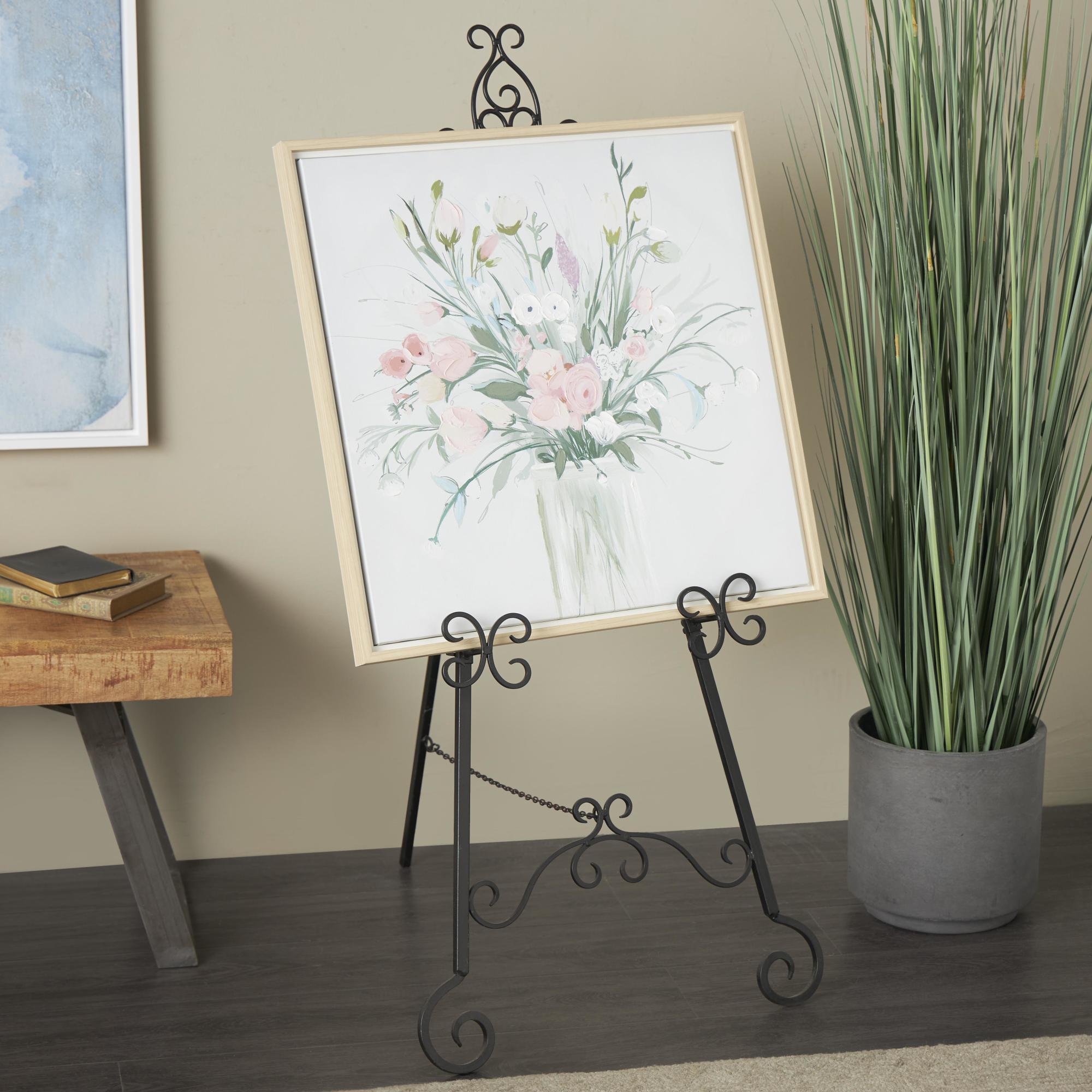 Scroll Black Metal Tall Adjustable Floor 3 Tier Display Easel