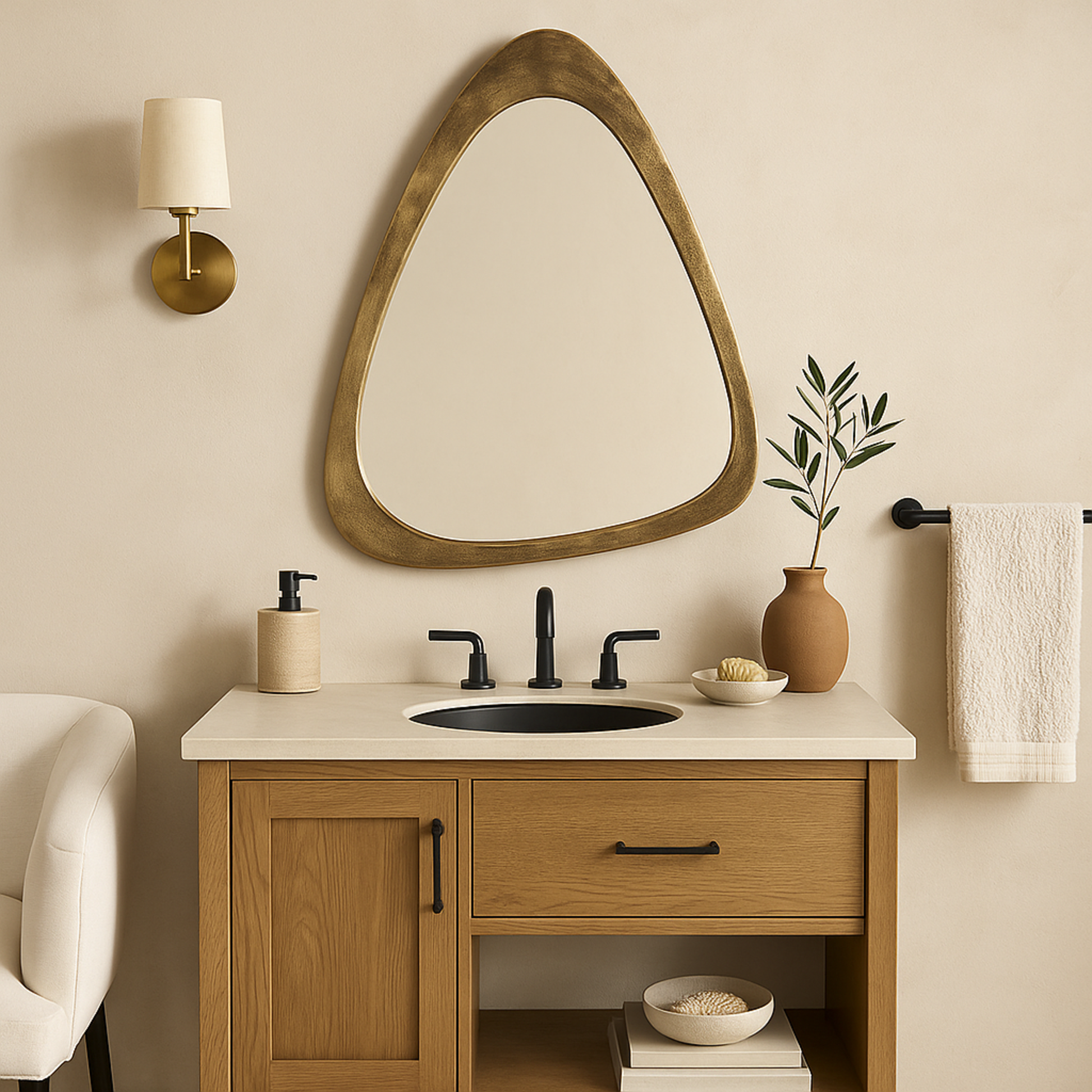 Brass Aluminum Metal Room Wall Mirror