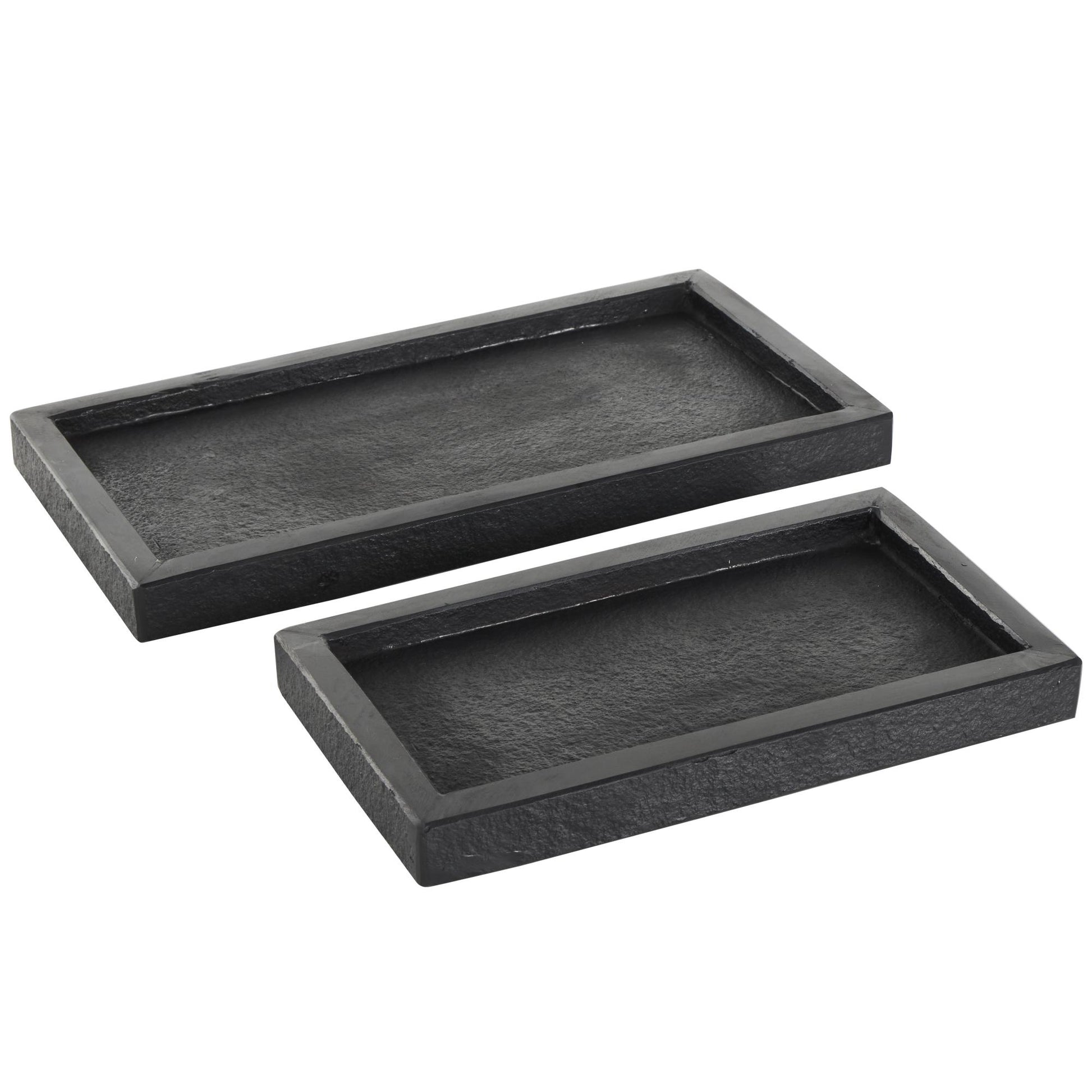 Set of 2 Marble Minimalistic Textured Square Living Room Decor Tray Set of 2 10", 8"W