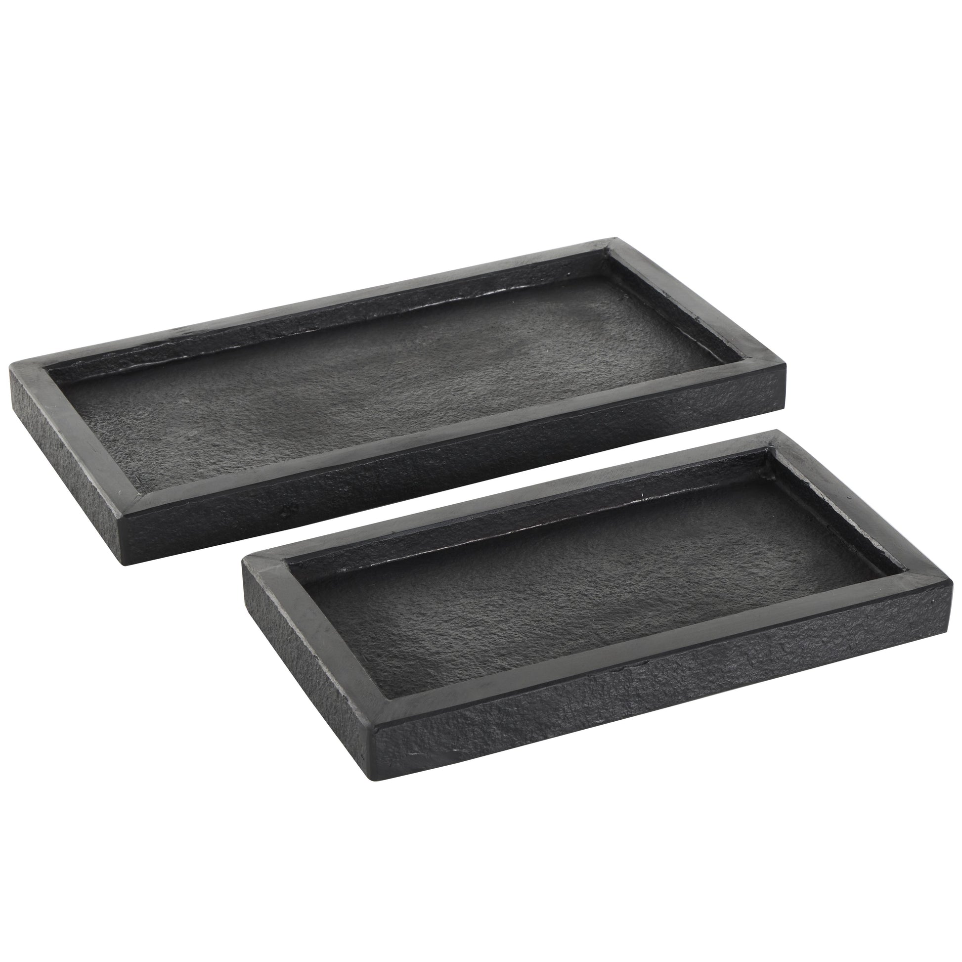 Set of 2 Marble Minimalistic Textured Square Living Room Decor Tray Set of 2 10", 8"W