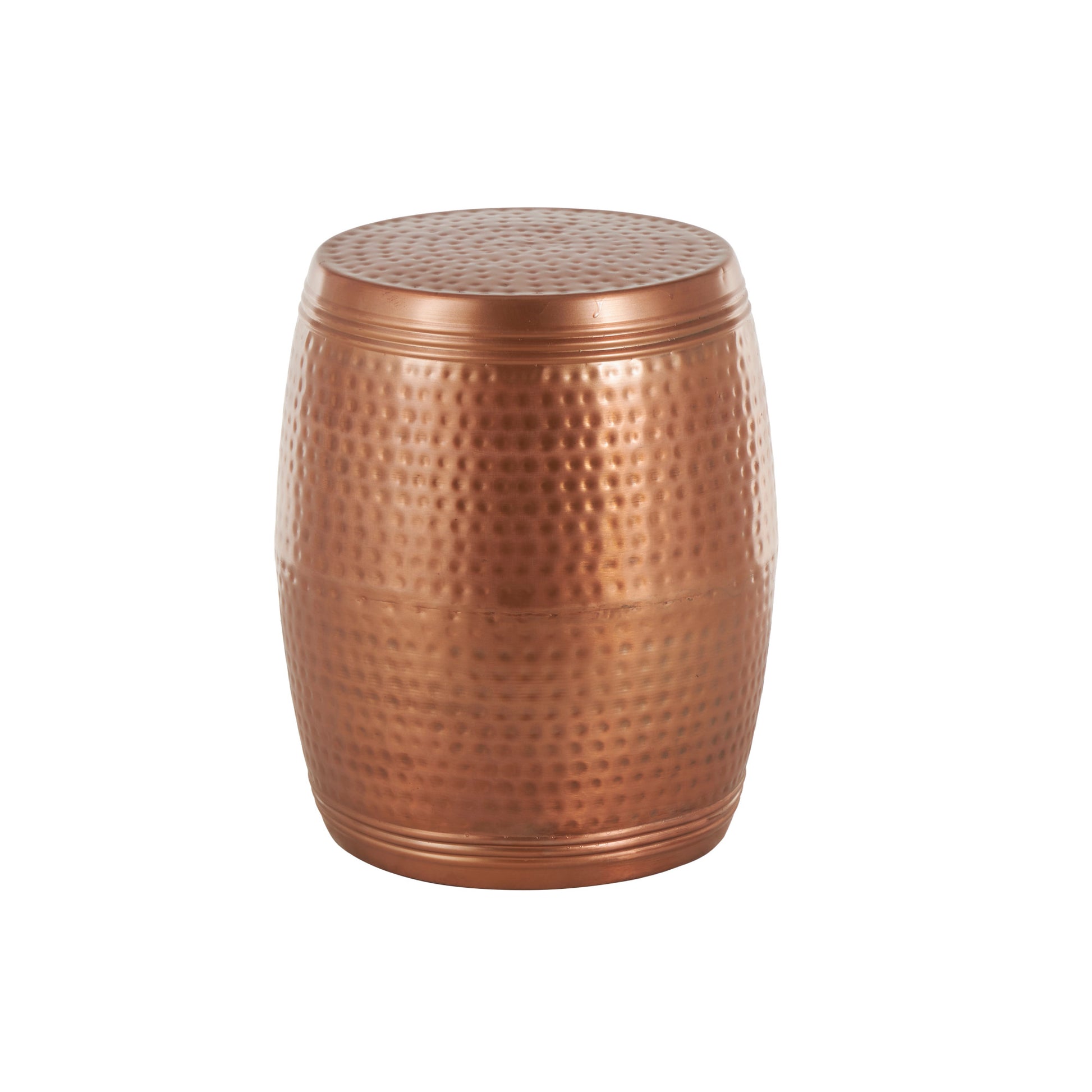 Drum Metal Handmade Side End Accent Table with Hammered Design
