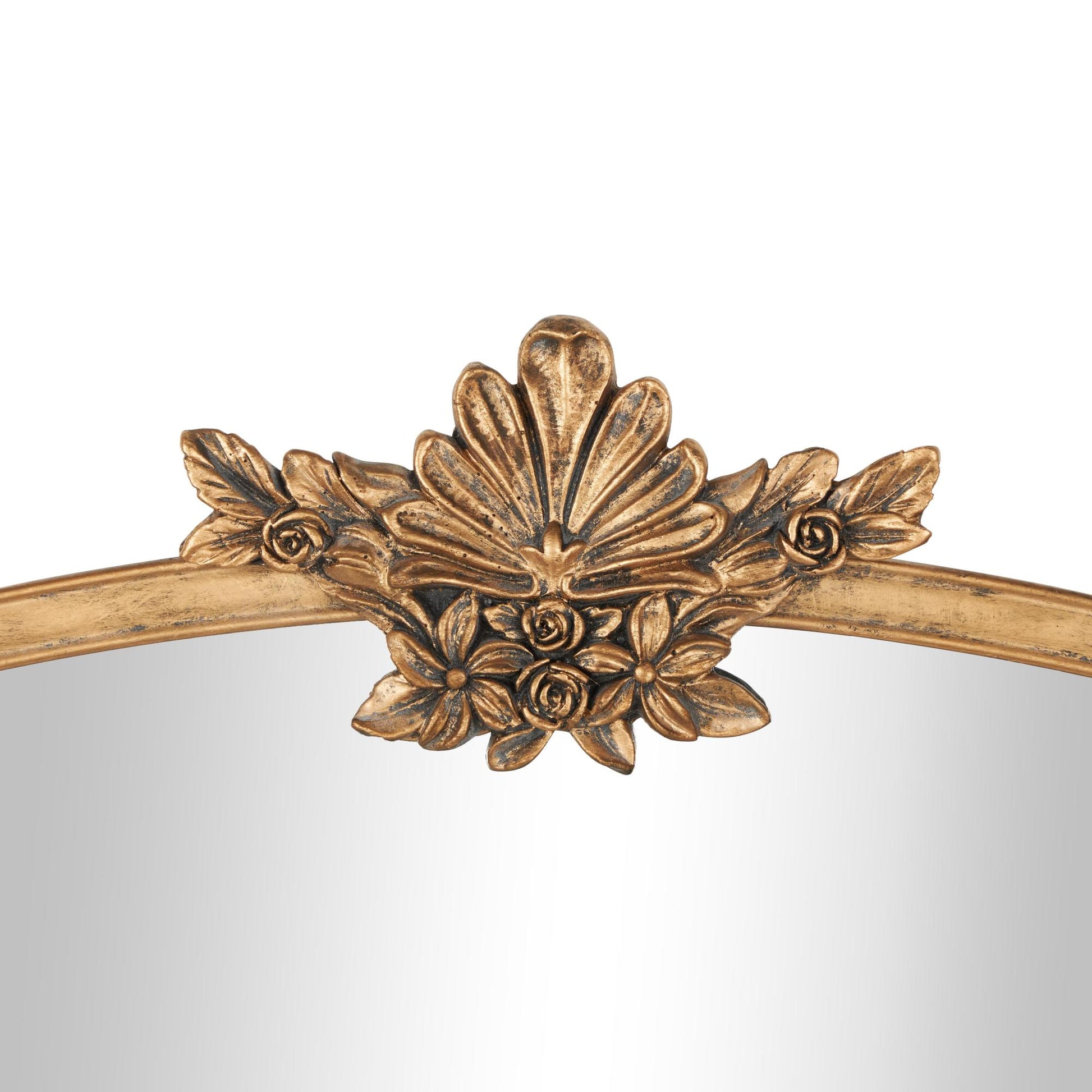 Floral Gold Metal Orante Antique Curved Room Wall Mirror