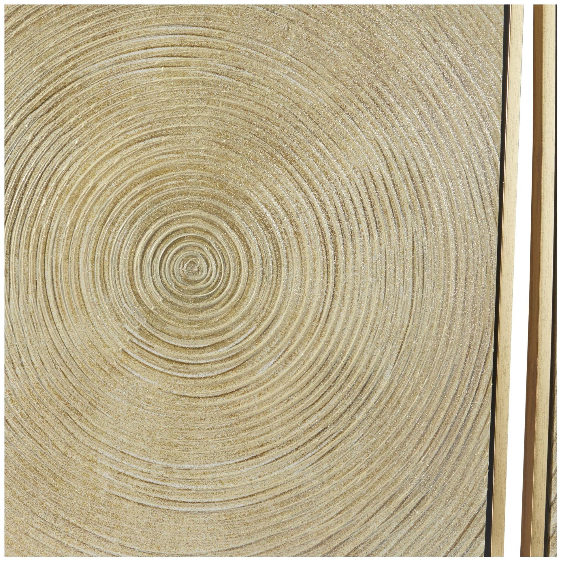 Set of 3 Starburst Gold Canvas Ripple Living Room Framed Wall Art with Gold Frame