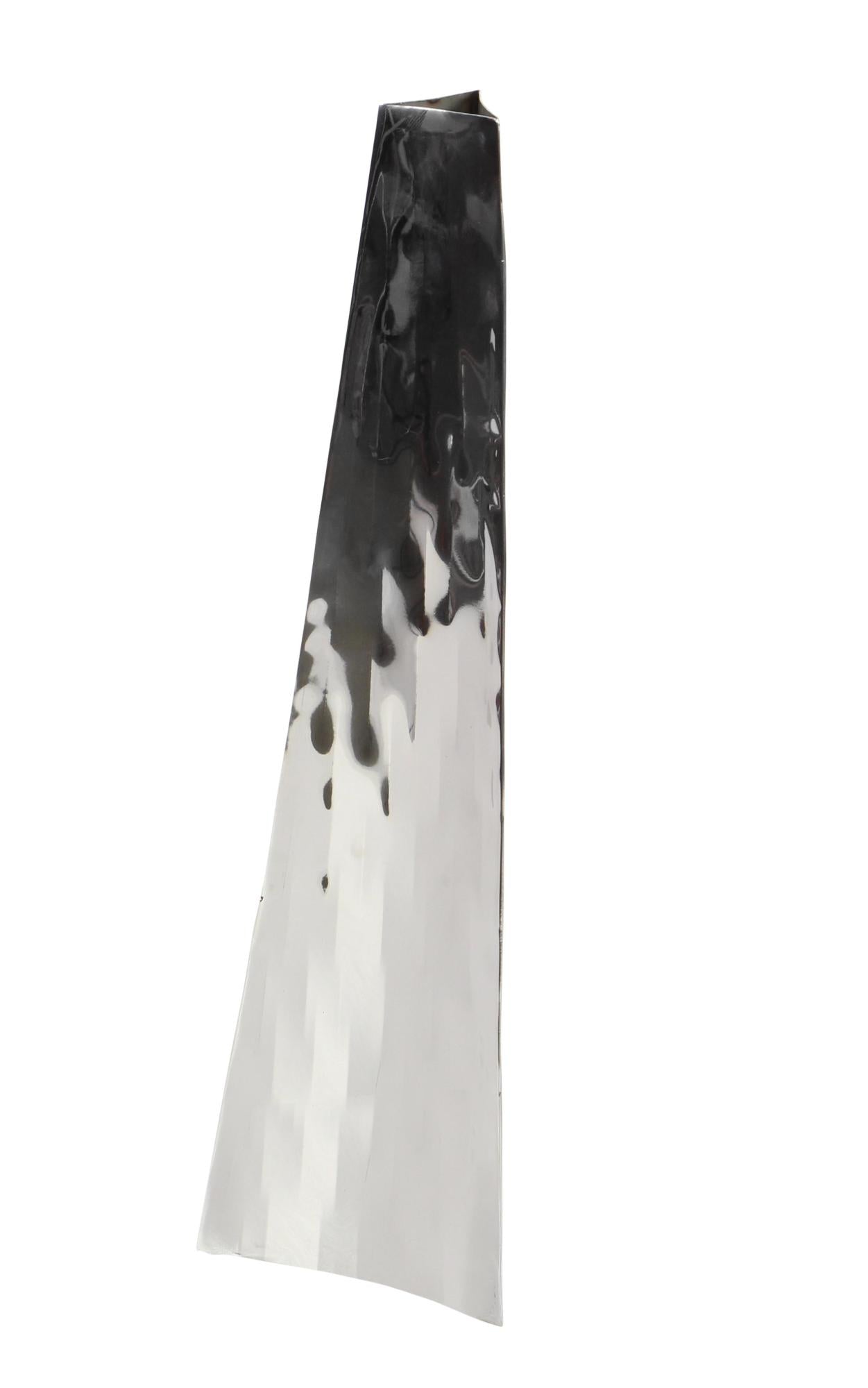 Silver Stainless Steel Metal Hammered Decorative Vase