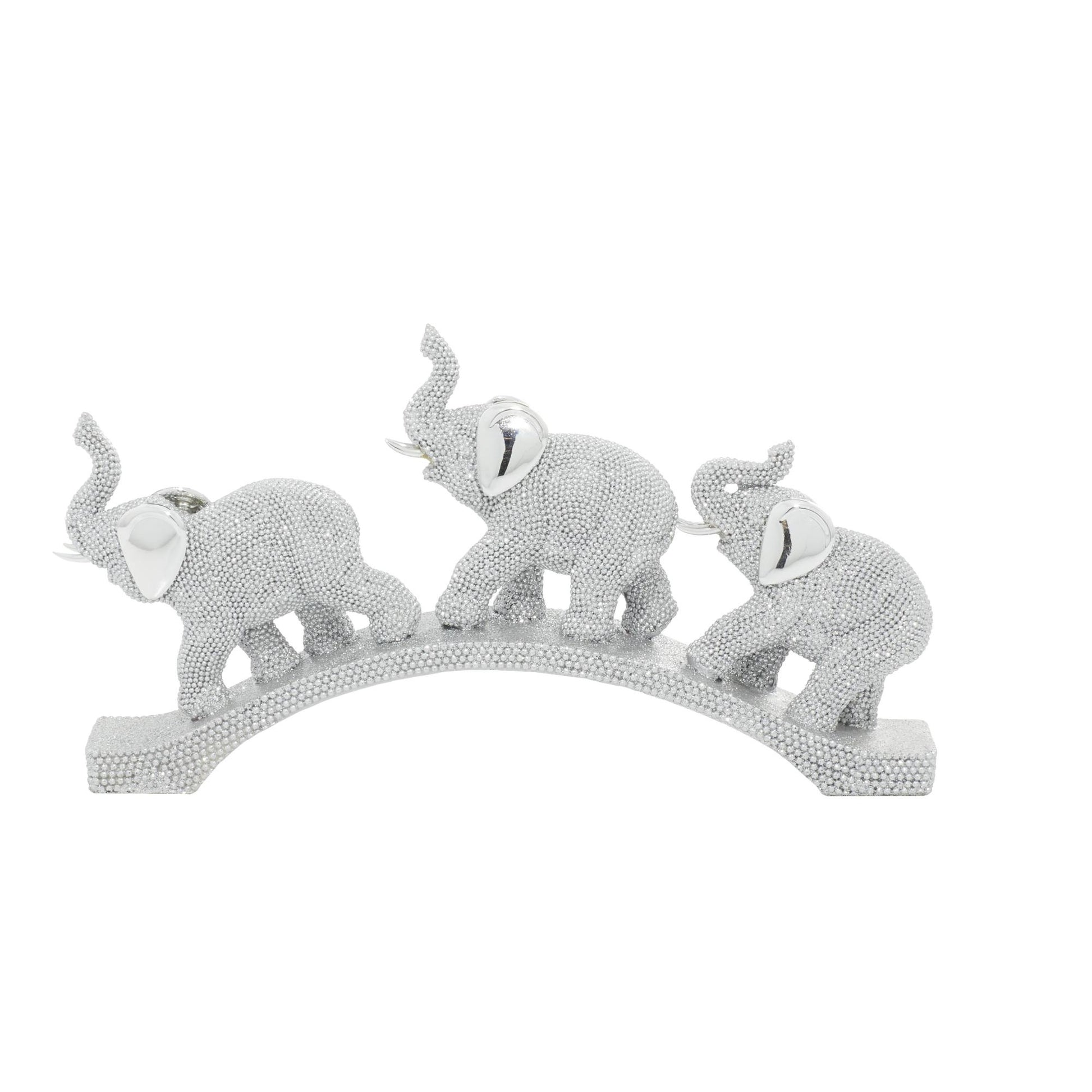 Elephant Silver Polystone Decorative Sculpture