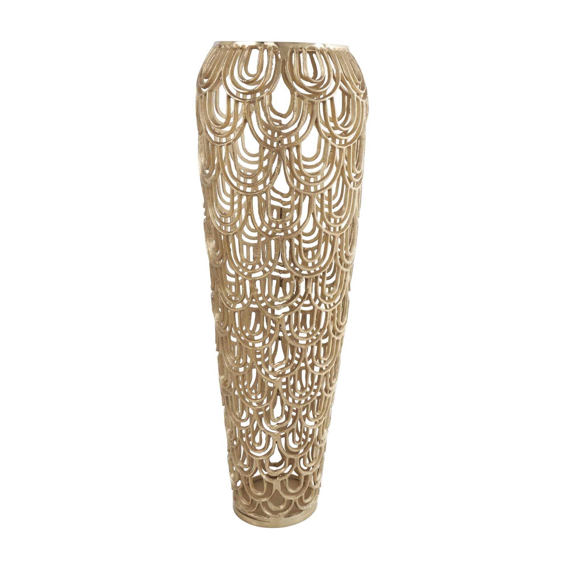 Geometric Aluminum Metal Tall Art Deco Inspired Arched Decorative Vase