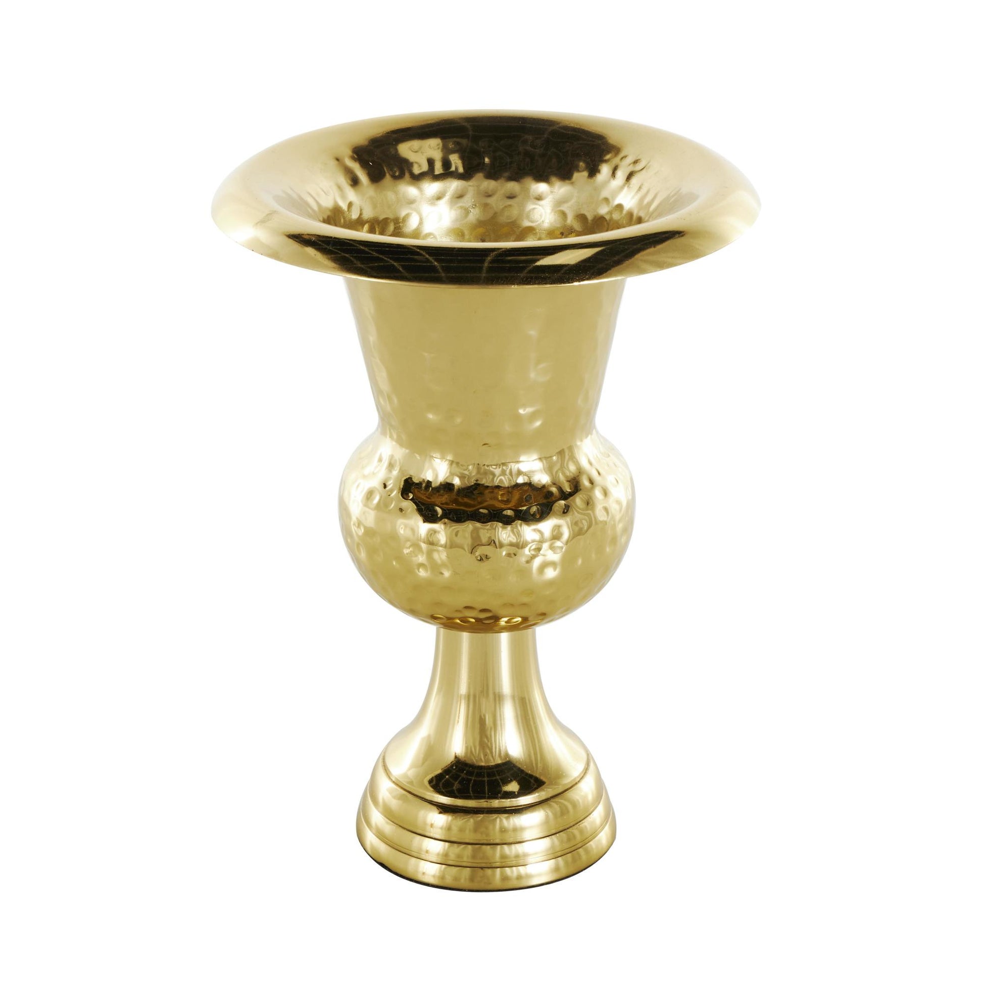 Aluminum Metal Goblet Inspired Hammered Decorative Vase