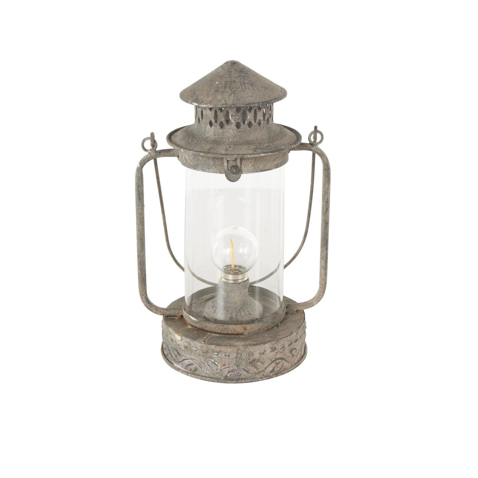 Leaf Bronze Metal Decorative Indoor Outdoor Candle Lantern with Red Accents and Handle