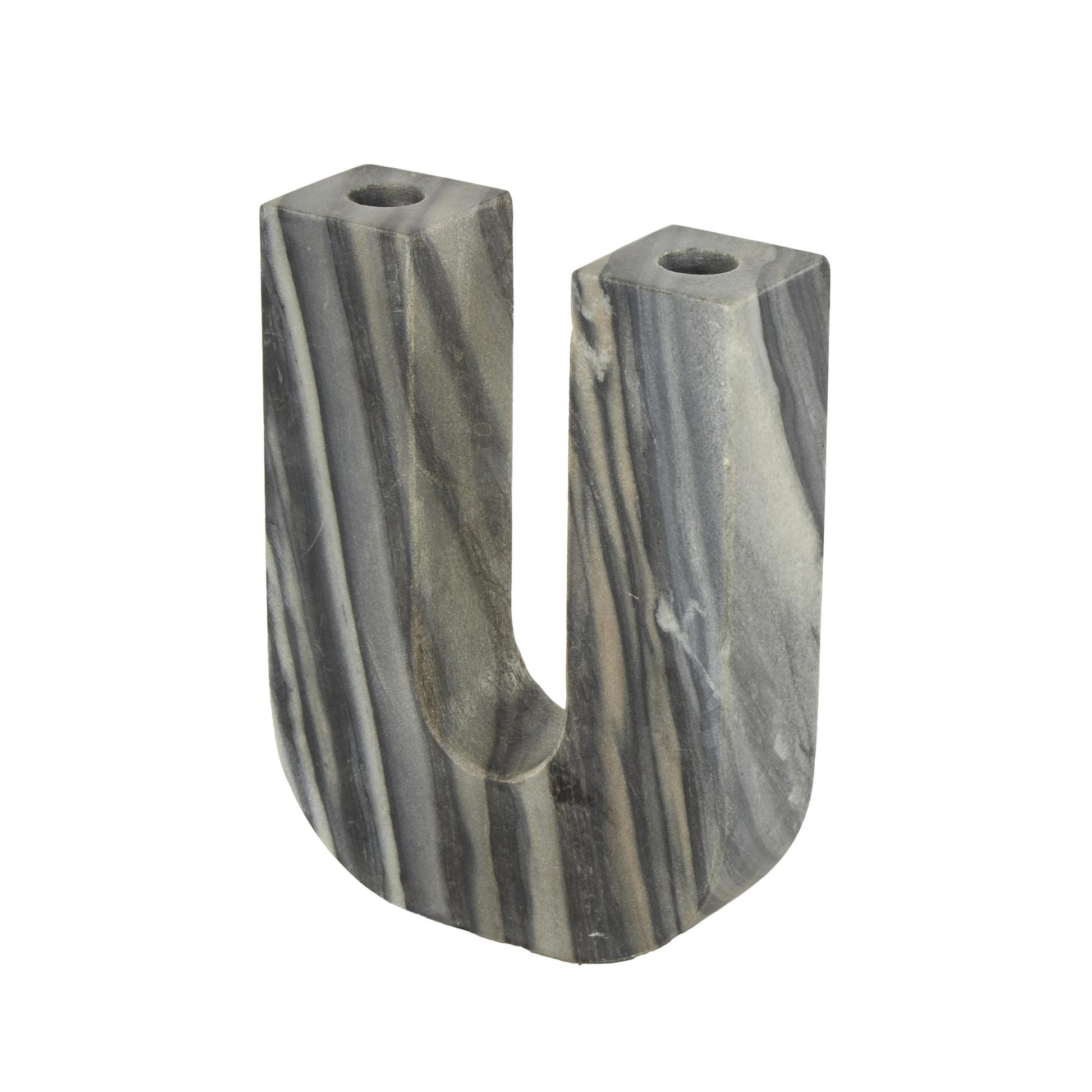Abstract Marble U-Shaped Decorative Candle Holder 6" x 2" x 8"