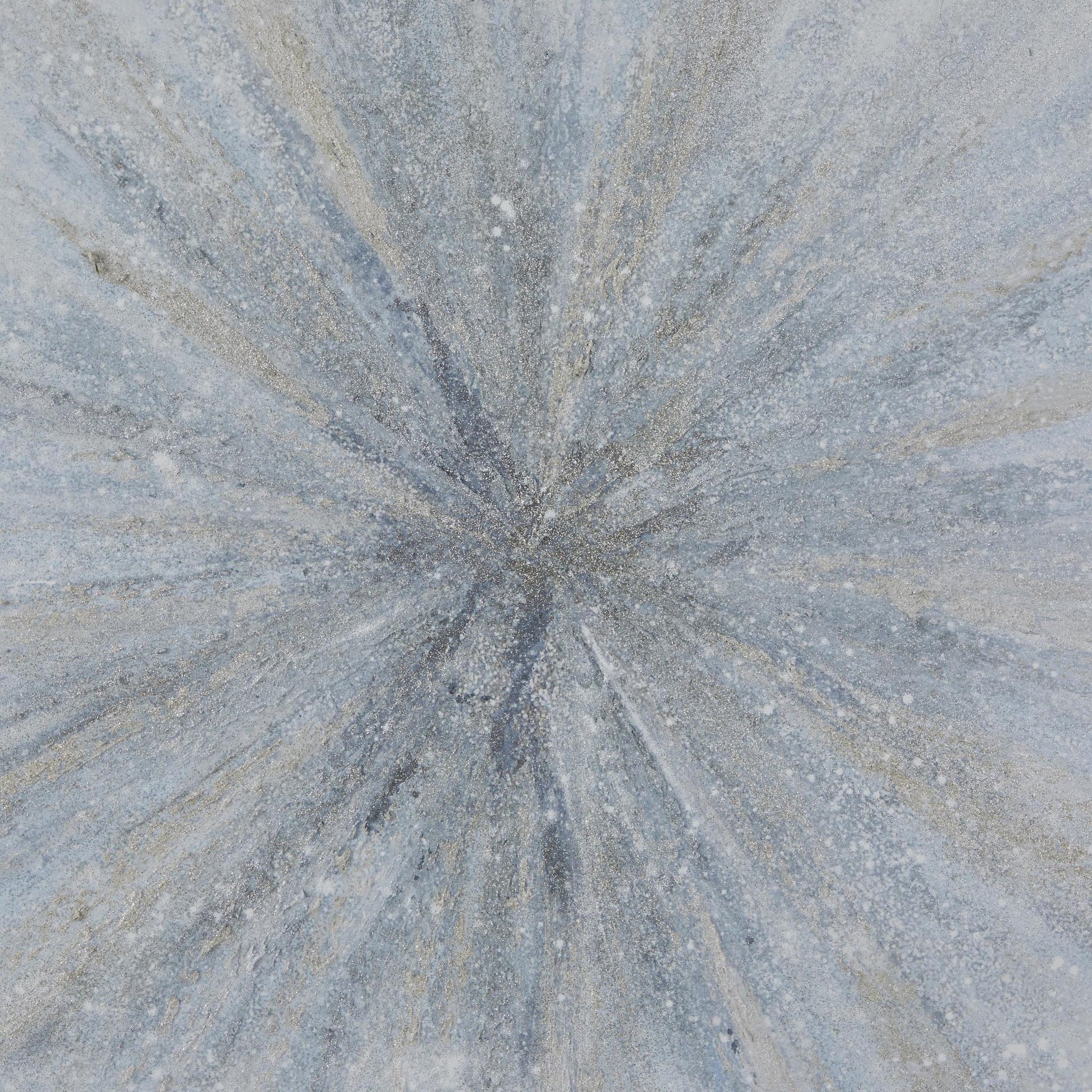 Starburst Blue Canvas Radial Living Room Framed Wall Art with Silver Frame