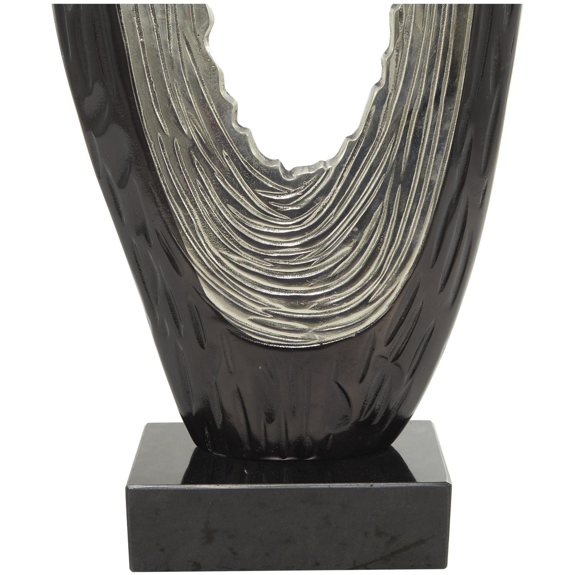 Abstract Aluminum Metal Teardrop Decorative Sculpture with Black Base