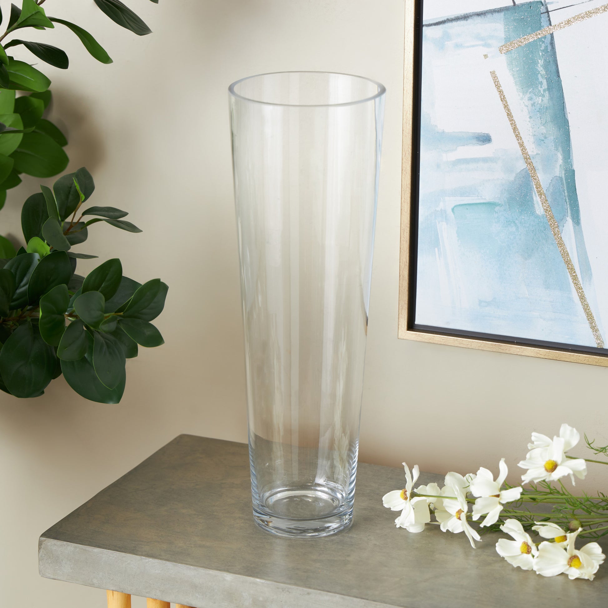 Clear Glass Tall Decorative Vase