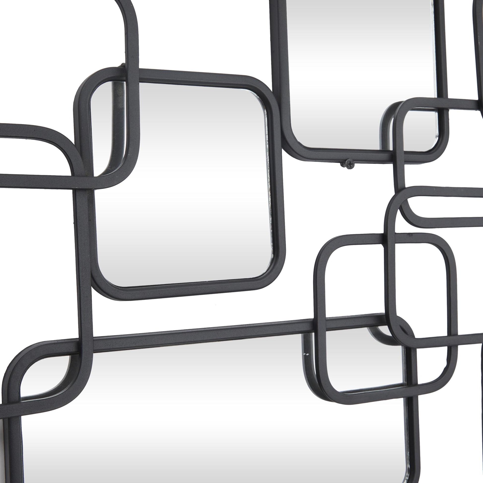 CosmoLiving by Cosmopolitan Geometric Black Metal Overlapping Rectangle Room Wall Mirror with Wire Rod Outlines