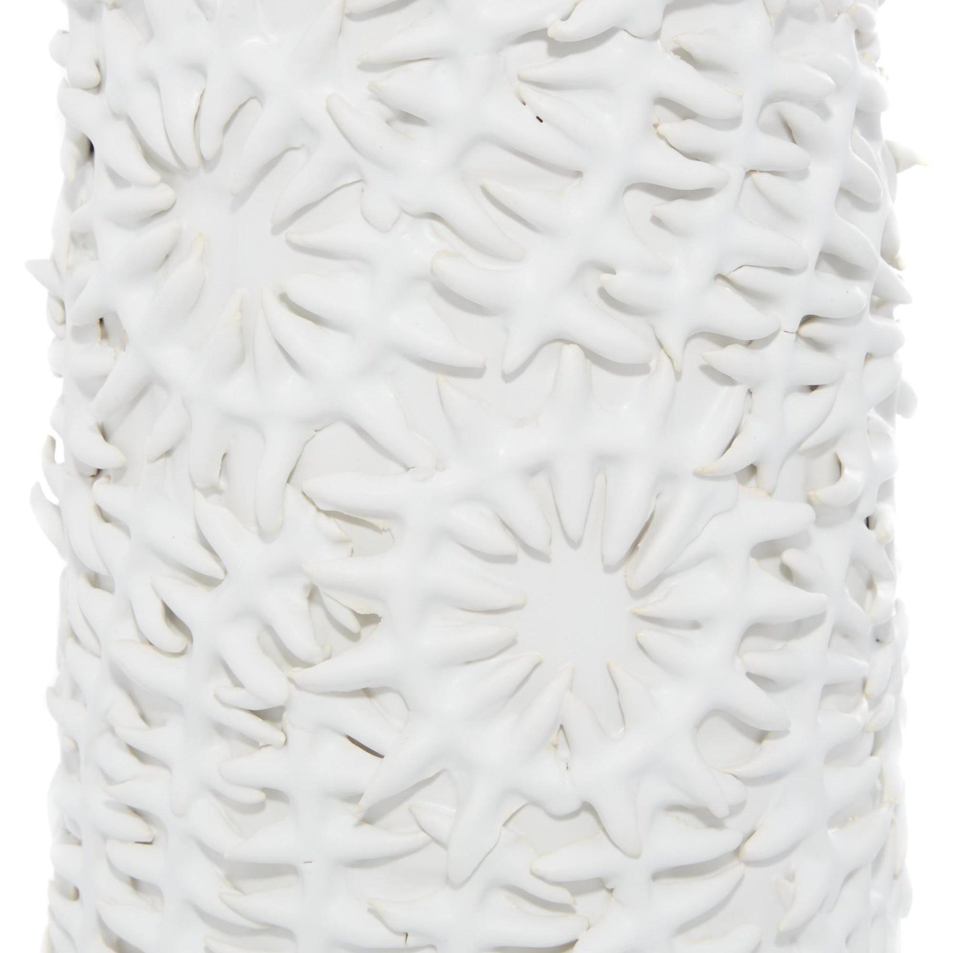 Leaf White Ceramic Embossed Decorative Vase