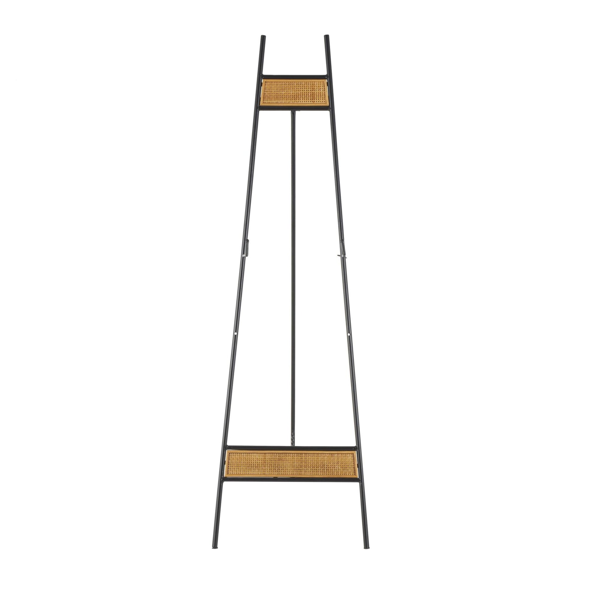 Black Metal Floor 2 Tier Display Easel with Wood Accents