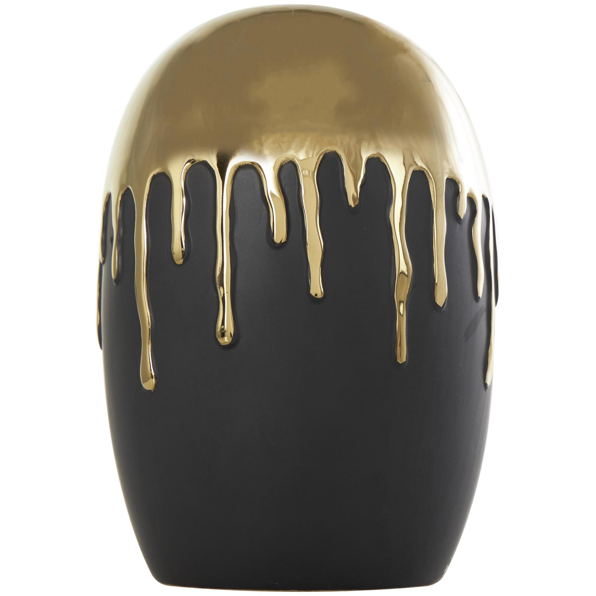 CosmoLiving by Cosmopolitan Abstract Ceramic Decorative Vase with Abstract Gold Melting Drips