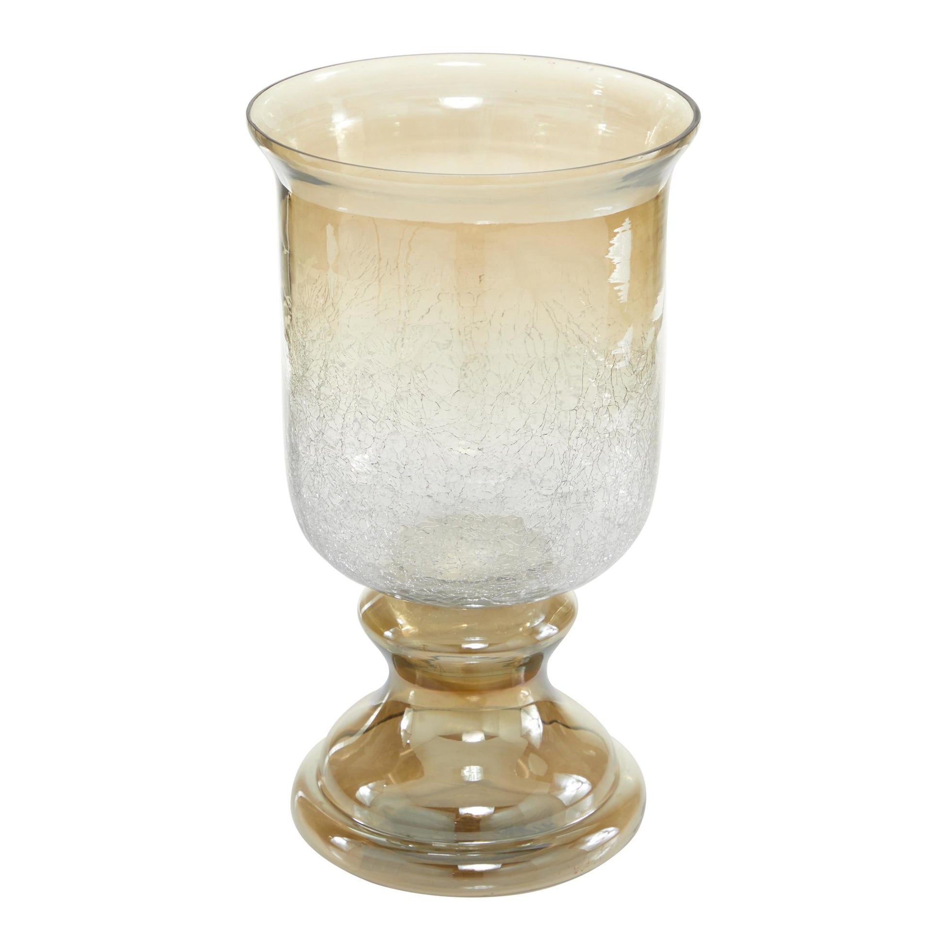 Glass Handmade Turned Style Pillar Room Hurricane Lamp with Smoked Glass Finish 7" x 7" x 14"