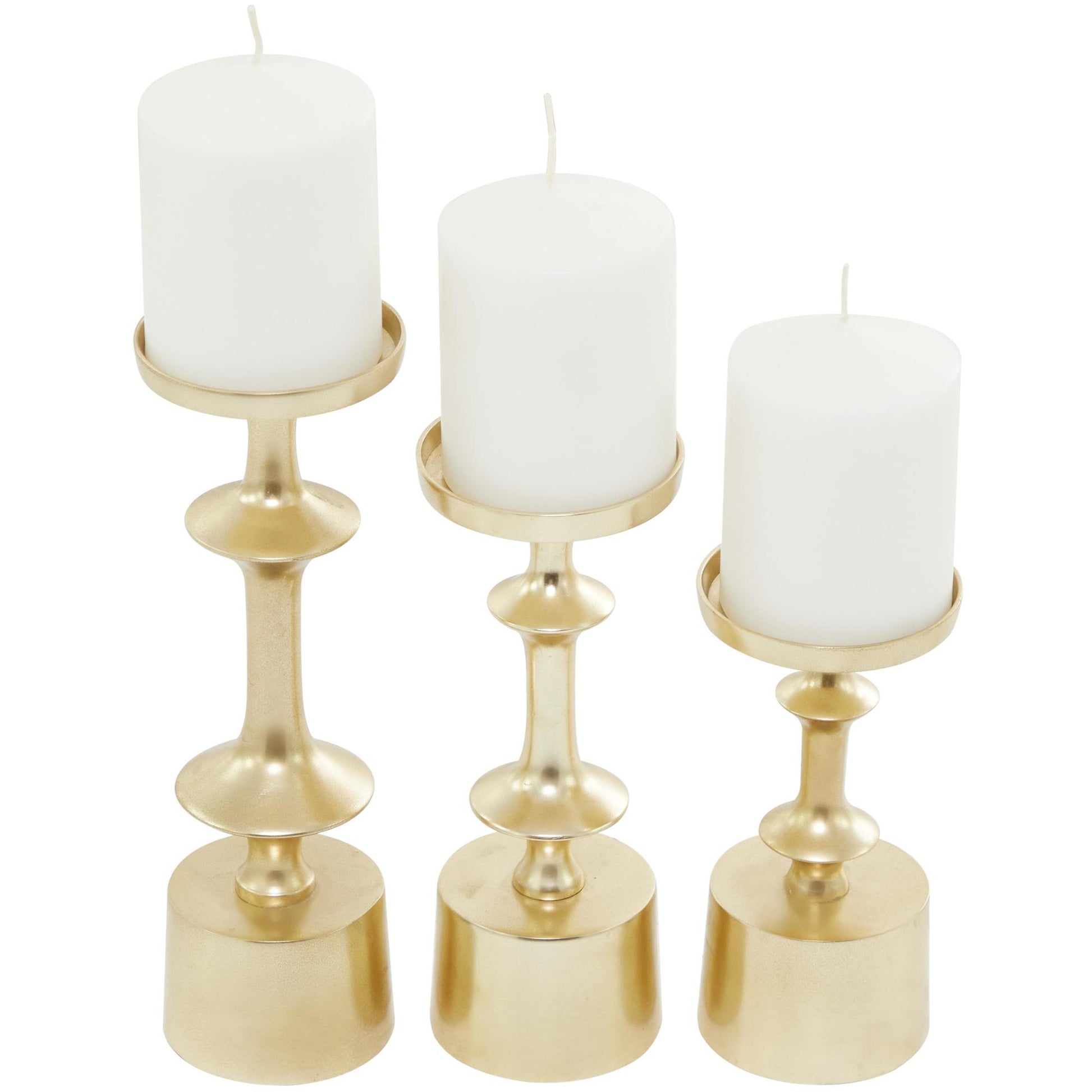 CosmoLiving by Cosmopolitan Set of 3 Aluminum Metal Pillar Decorative Candle Holder