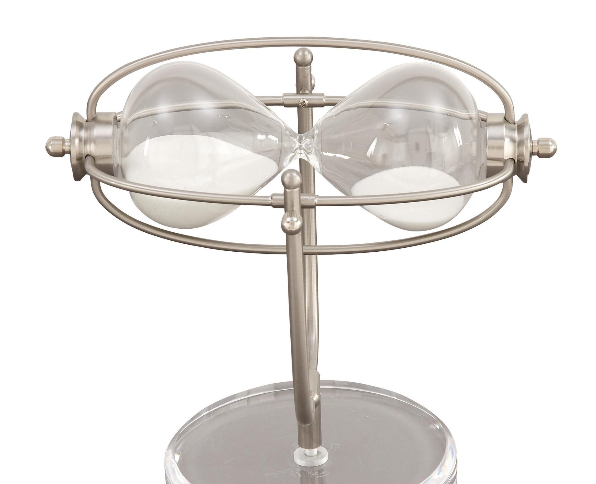 Silver Glass Hourglass Timer with Acrylic Base