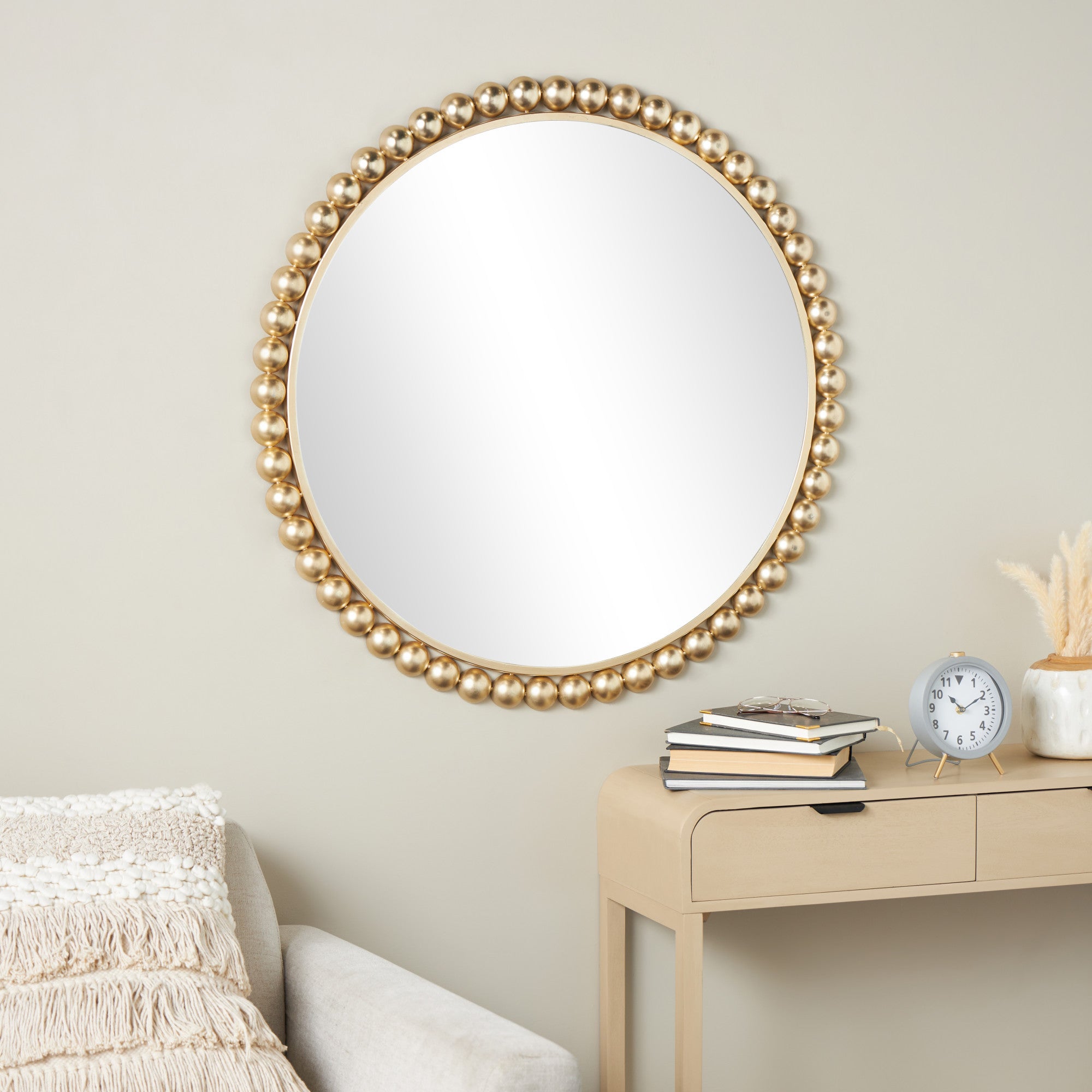CosmoLiving by Cosmopolitan Metal Room Wall Mirror with Bead Detailing