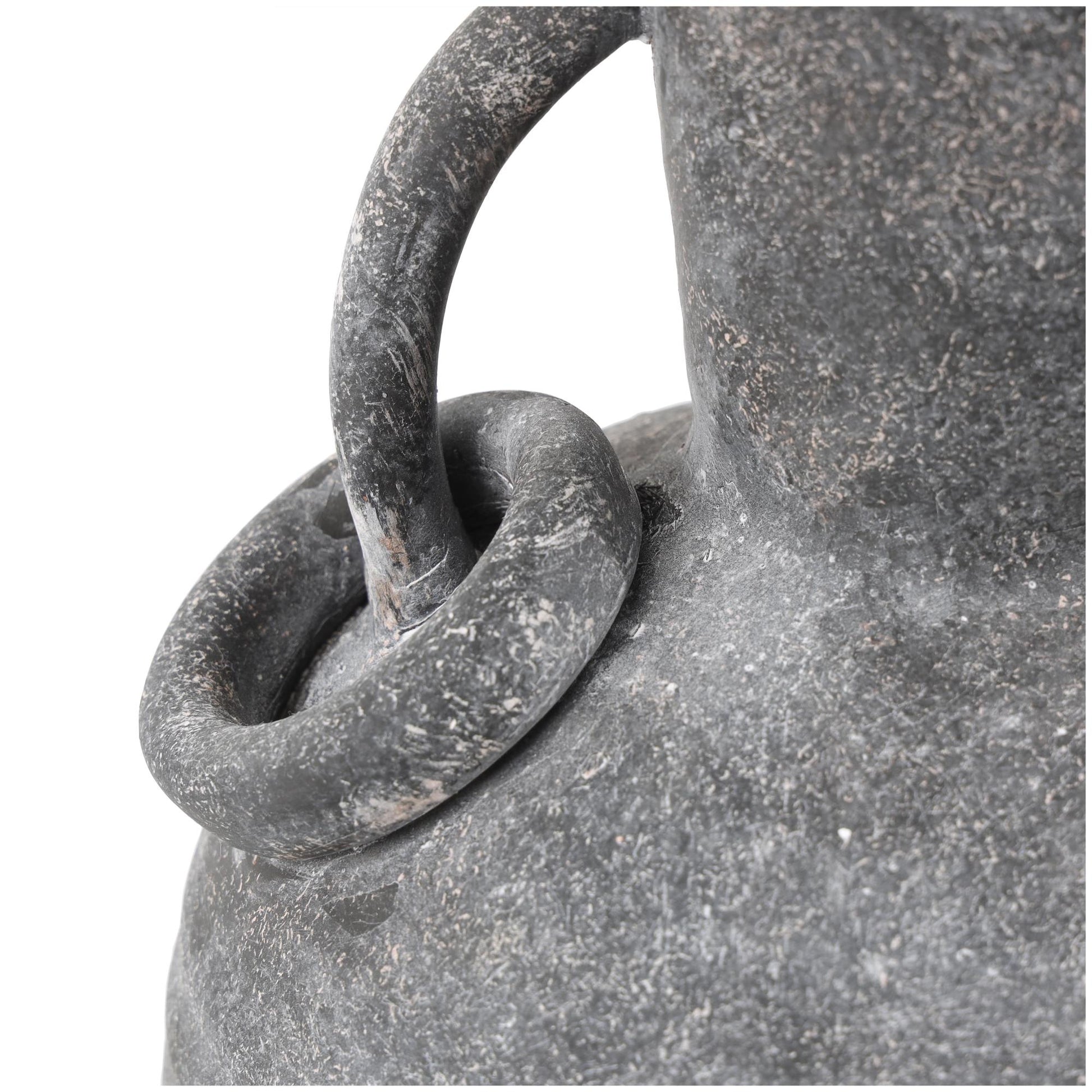 Ceramic Textured Decorative Vase with Ring Handles