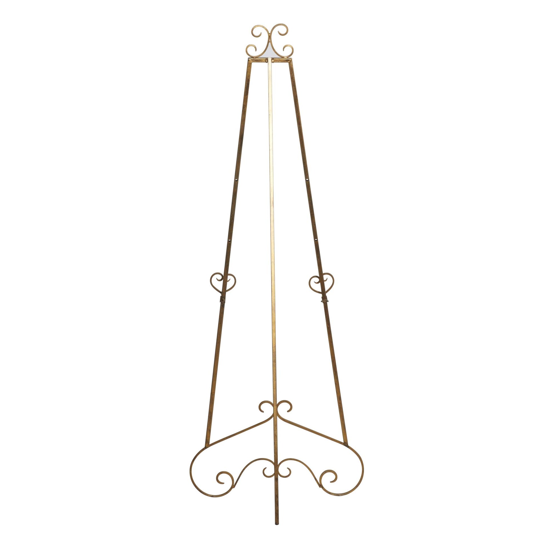 Scroll Gold Metal Tall Adjustable Floor 3 Tier Display Easel