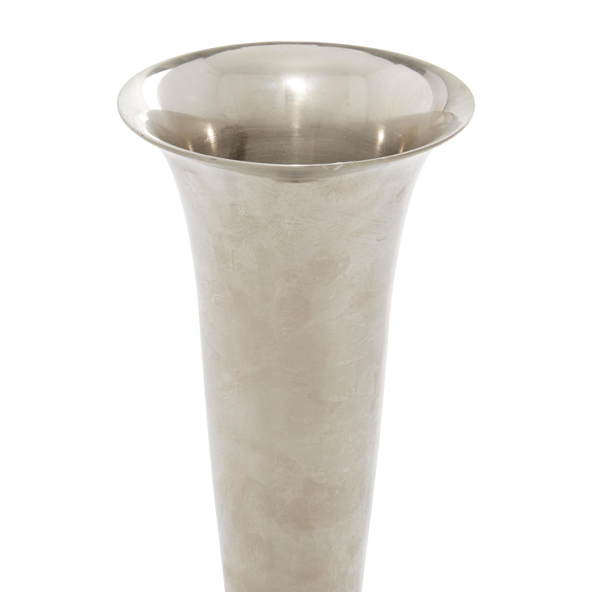 Silver Aluminum Metal Fluted Decorative Vase