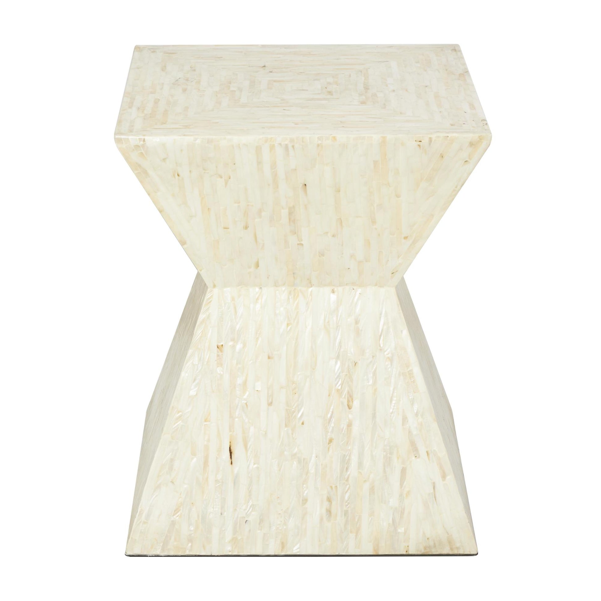Mother of Pearl Shell Handmade Hourglass Shaped Side End Accent Table