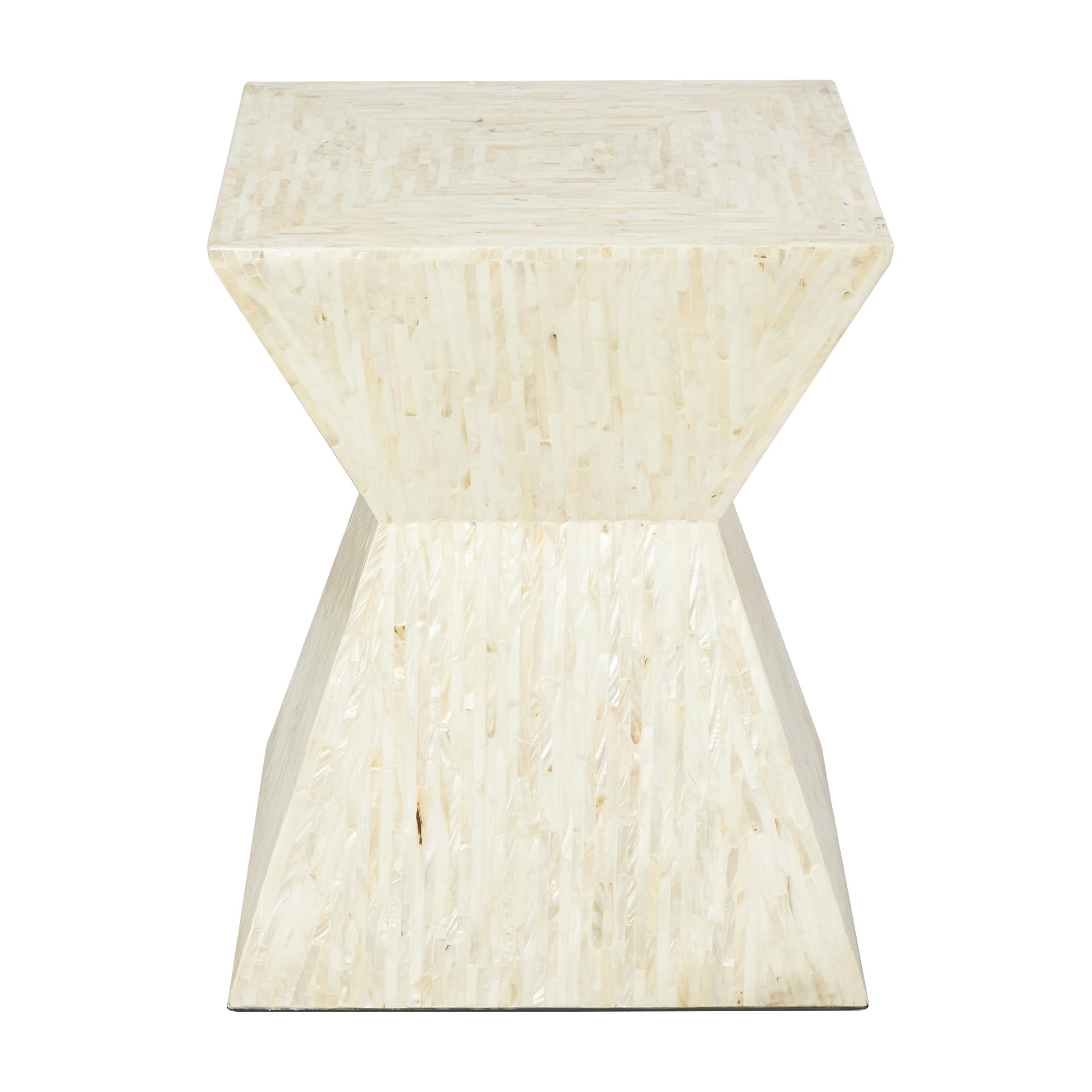 Mother of Pearl Shell Handmade Hourglass Shaped Side End Accent Table