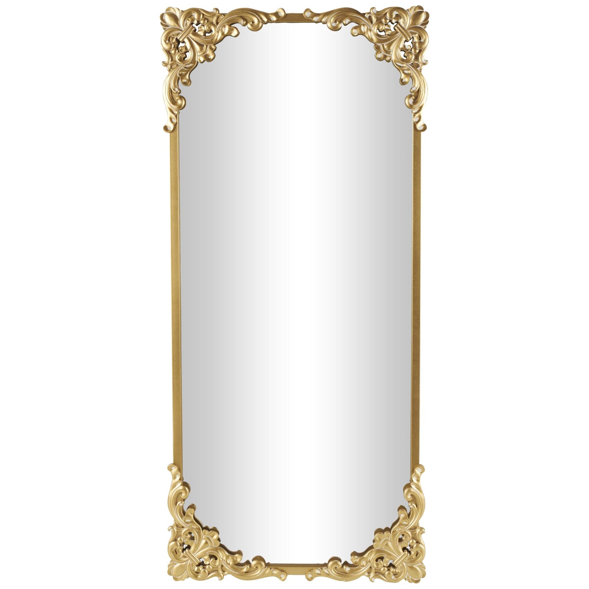 Scroll Gold Metal Tall Ornate Baroque Room Floor Mirror
