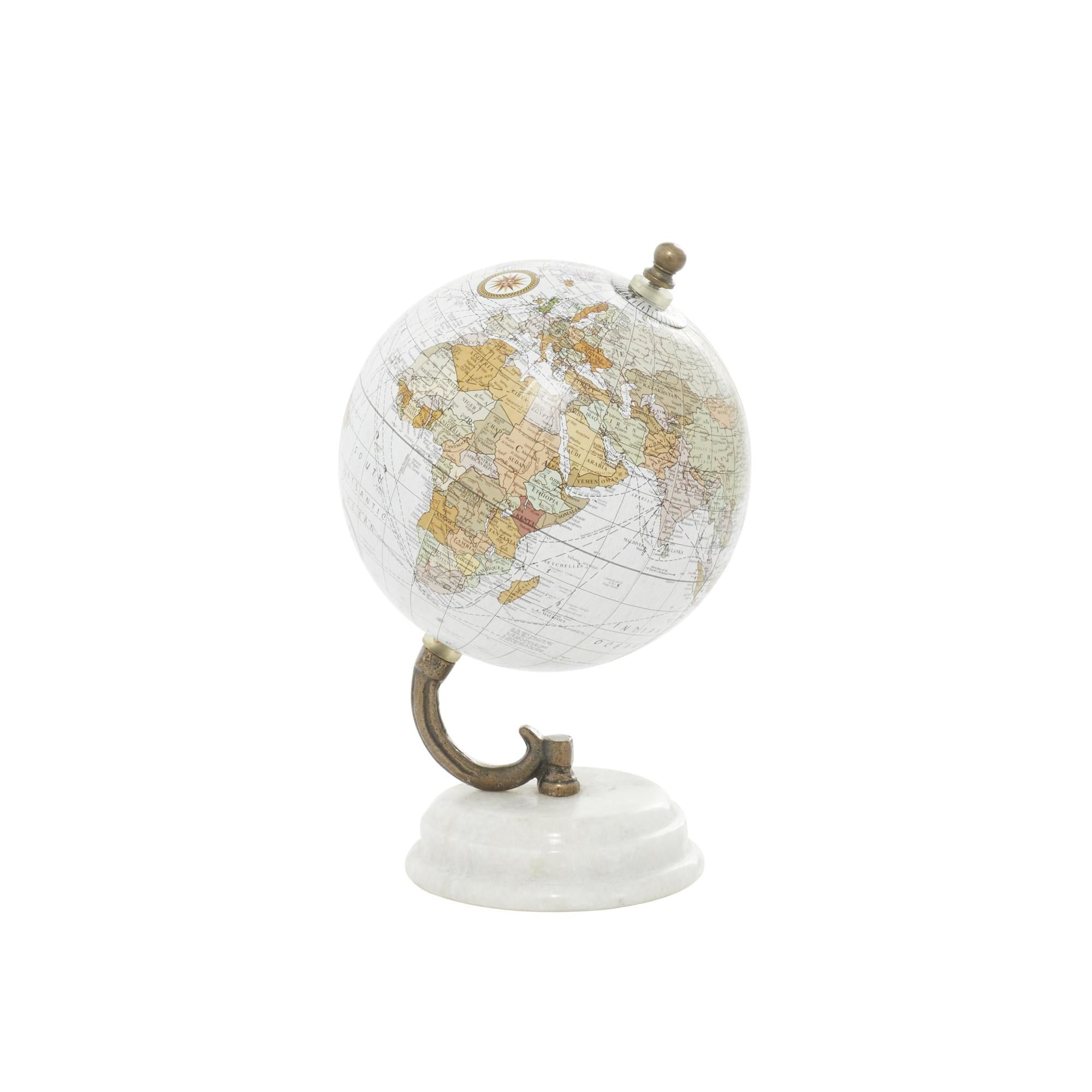 World Map White Marble Educational/Geographic Earth Globe with White Marble Base