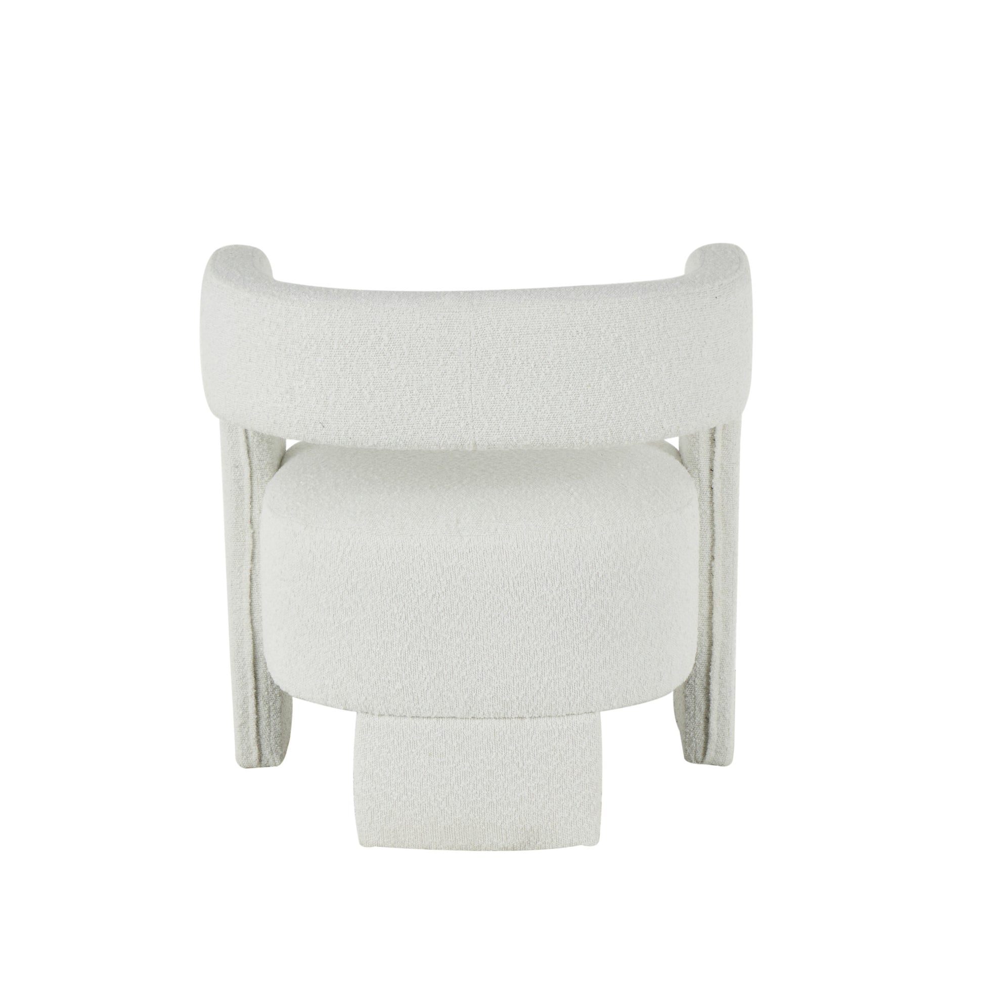 White Polyester Curved Back Mid Century Modern Round Boucle Living Room Accent Chair