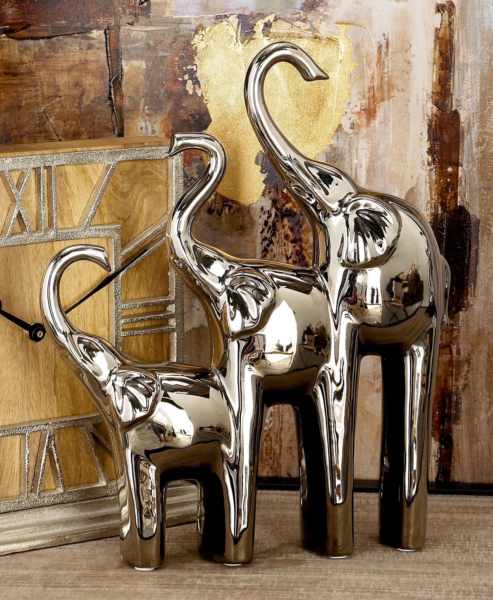 Elephant Silver Ceramic Decorative Sculpture