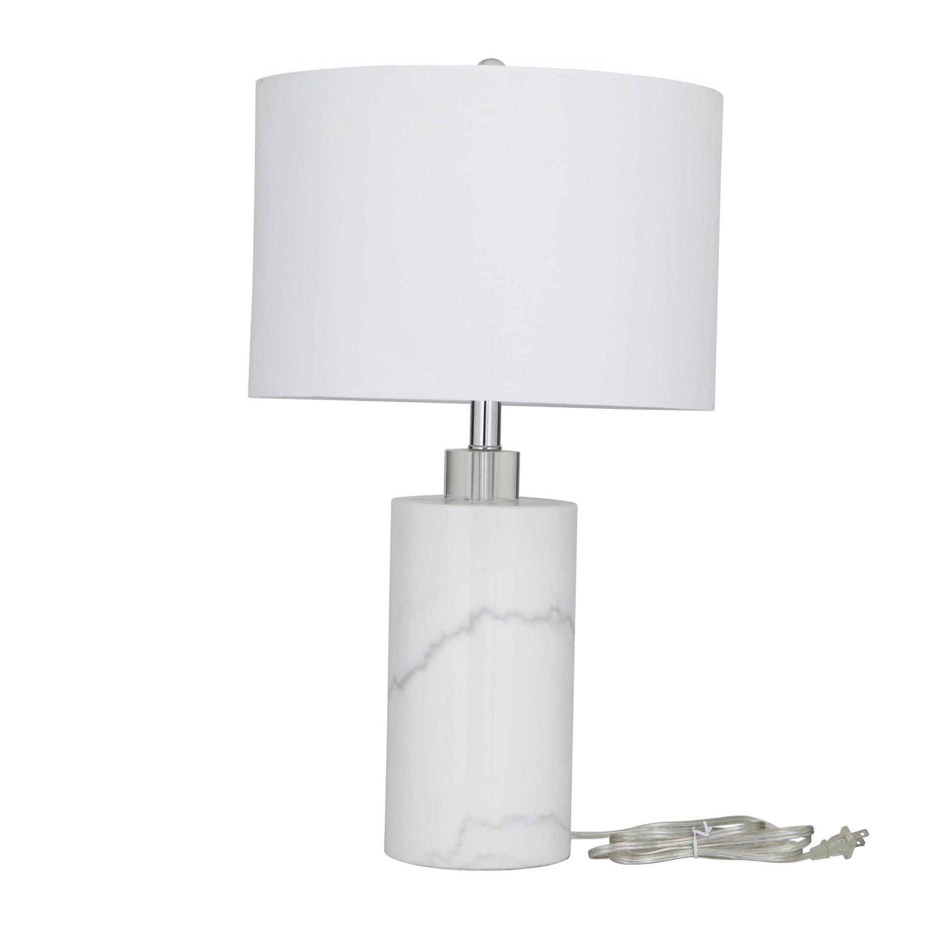 Marble Thick Stand Room Table Lamp with Drum Shade