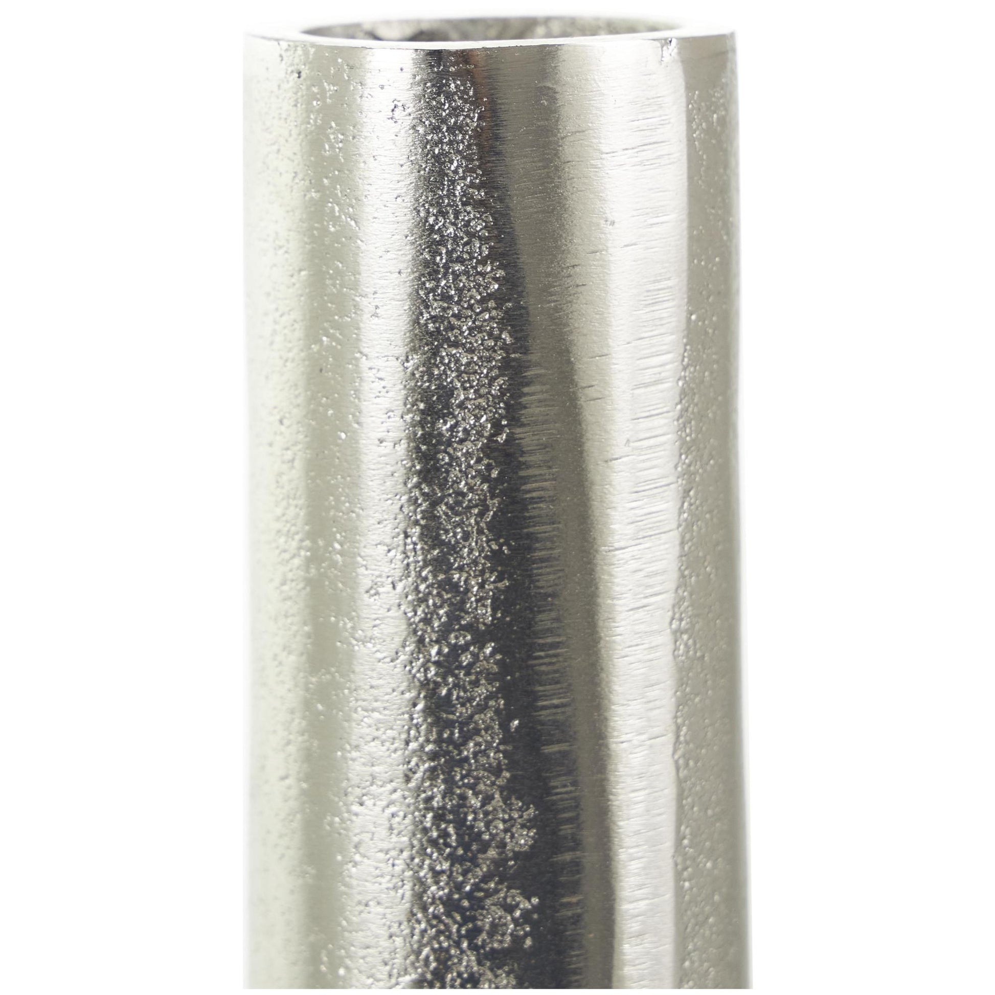 Aluminum Metal Circular Decorative Vase with Linear Etchings 7" x 2" x 16"