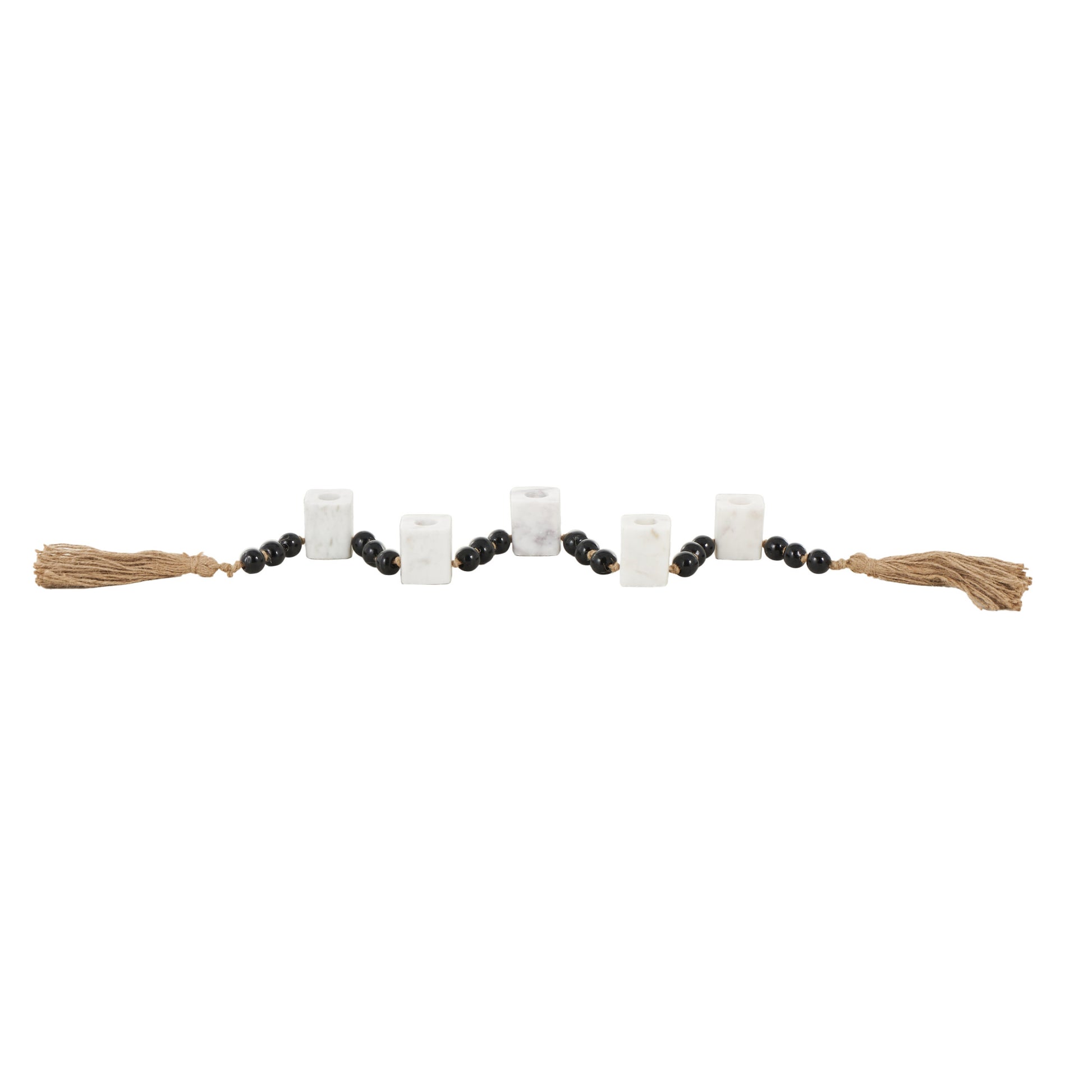 Wood Garland Decorative Candle Holder with Brown Tassel
